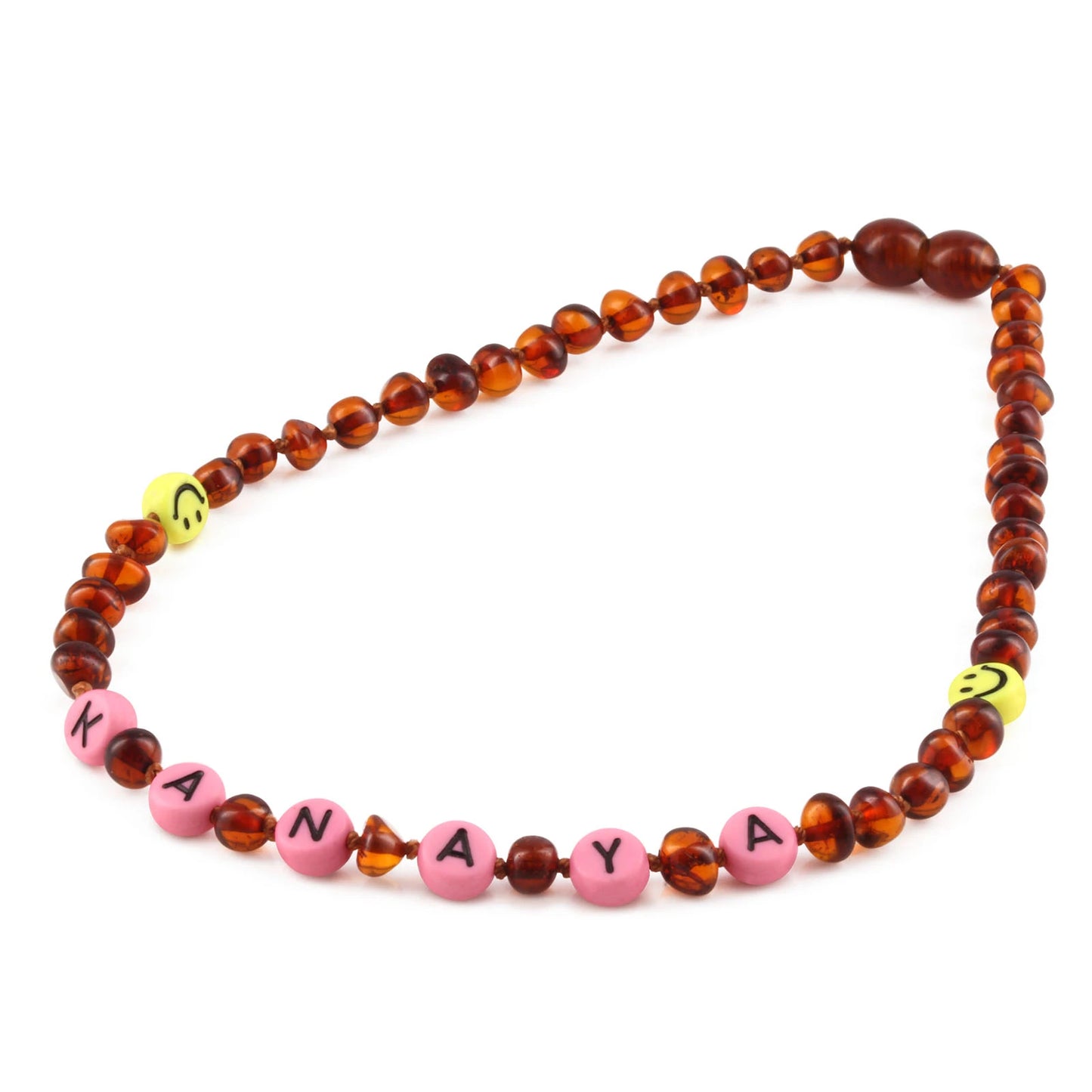 Kalung Amber CUSTOM NAMA untuk Bayi - Balita - Anak. Motif 1 - Motif 16