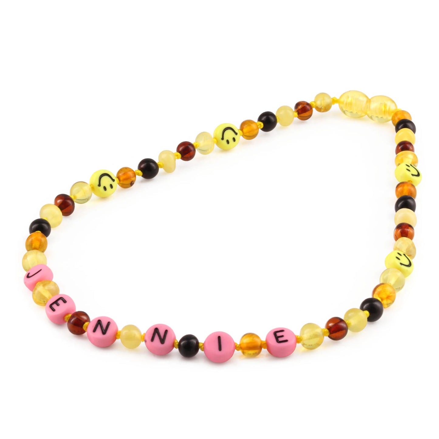 Kalung Amber CUSTOM NAMA untuk Bayi - Balita - Anak. Motif 1 - Motif 16