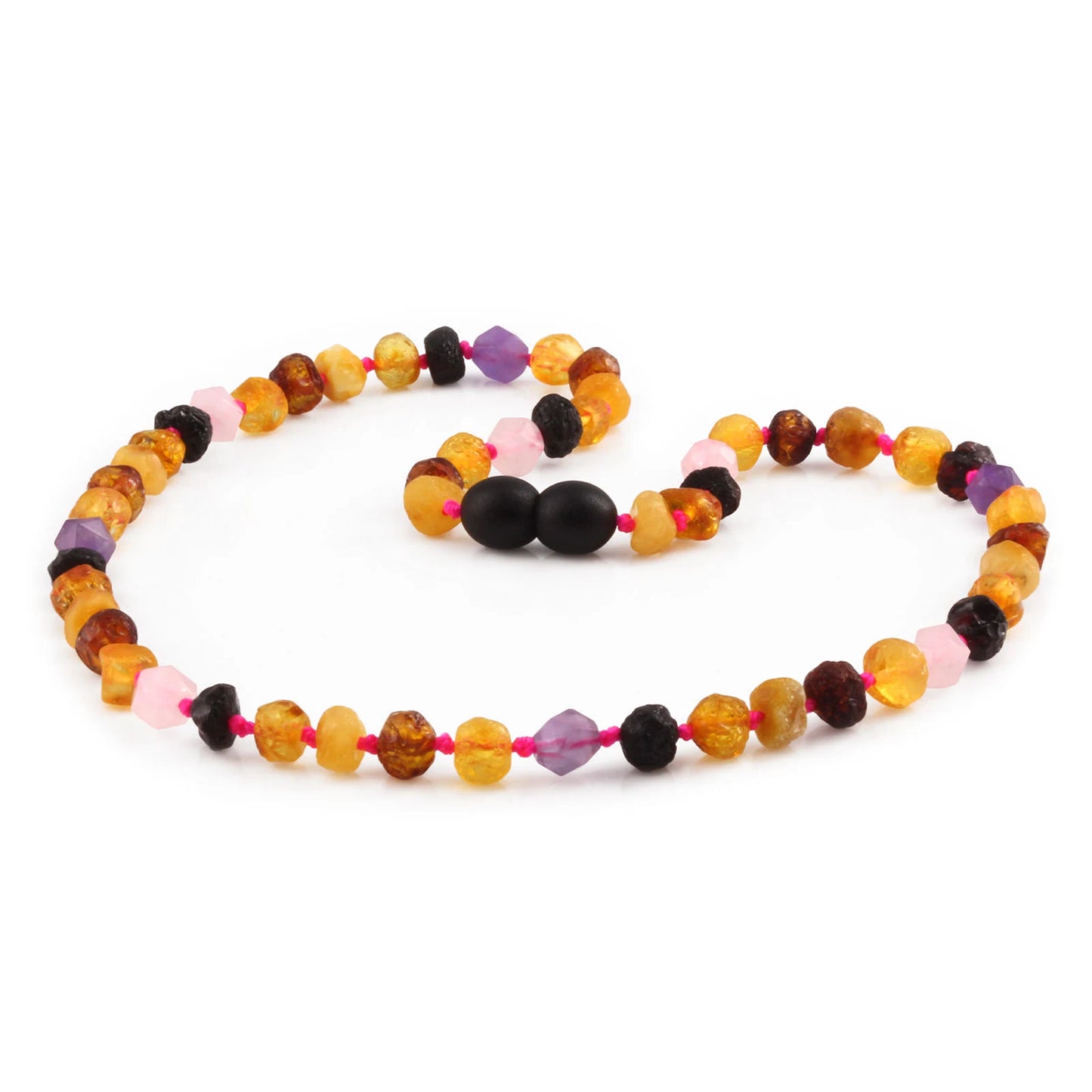 KALUNG AMBER DENGAN AMETHYST & ROSE QUARTZ UNTUK JUNIOR. JN109