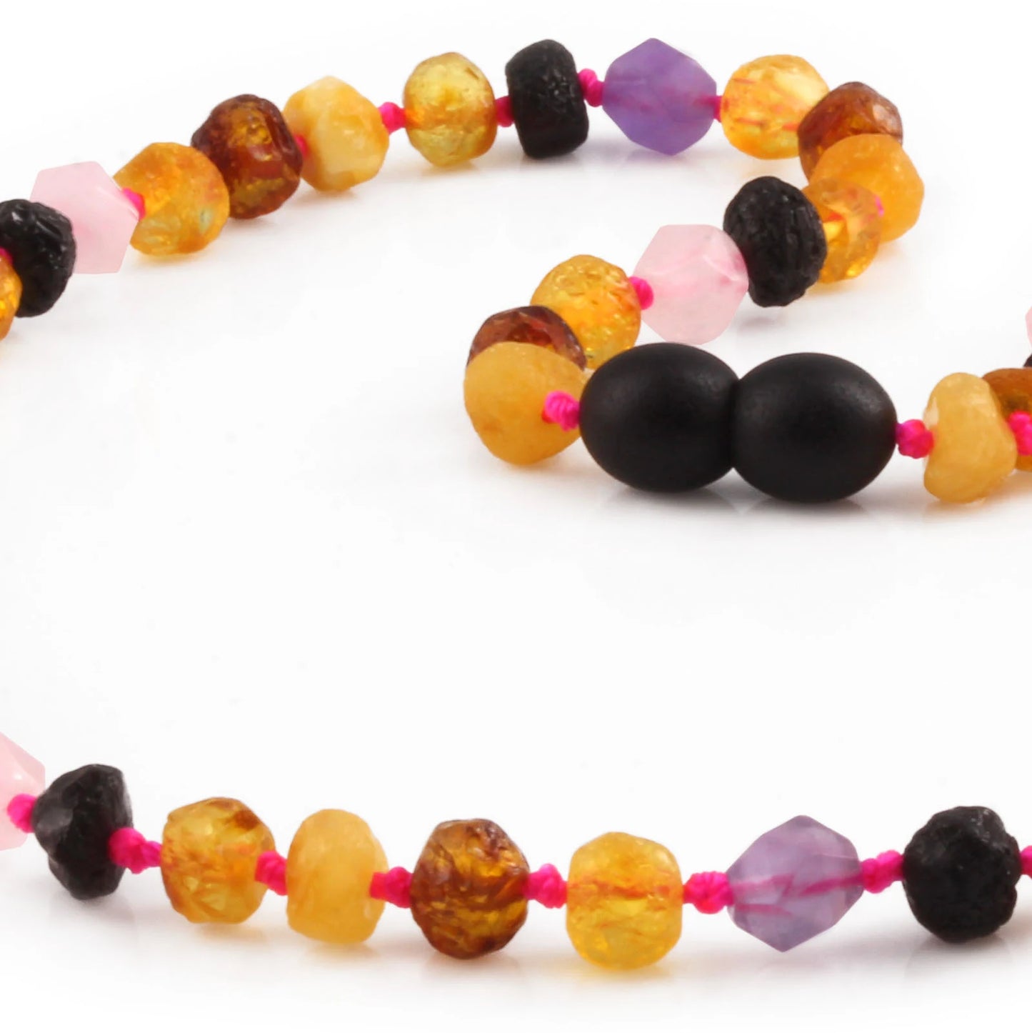KALUNG AMBER DENGAN AMETHYST & ROSE QUARTZ UNTUK JUNIOR. JN109