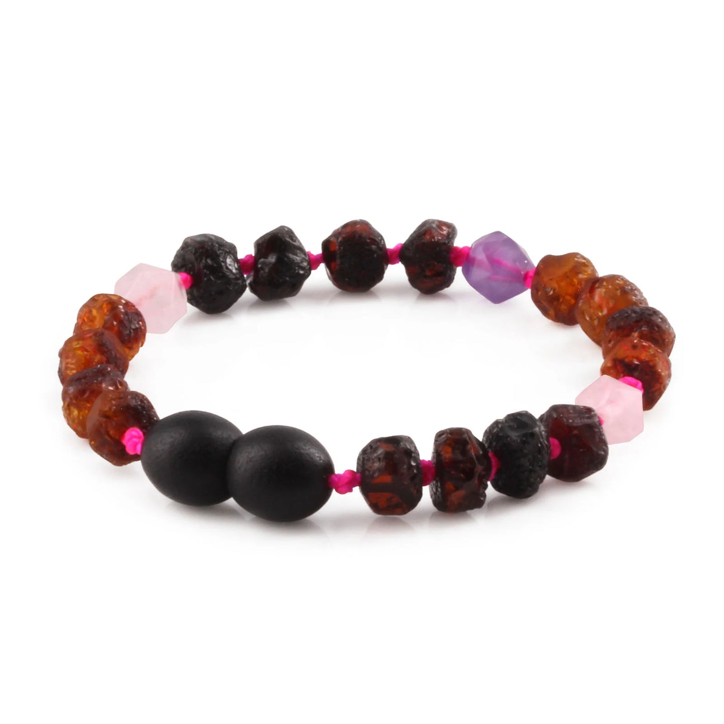 GELANG BAYI AMBER DENGAN AMETHYST & ROSE QUARTZ. LE561