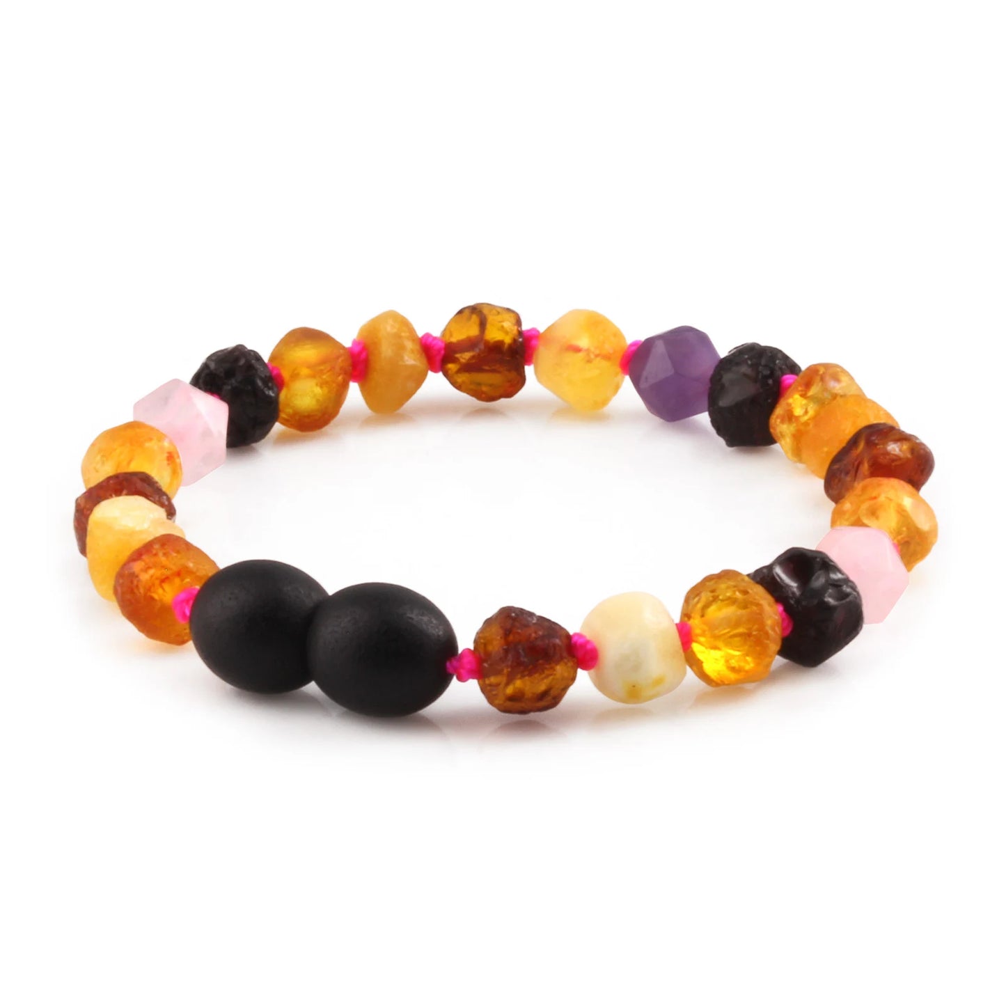 GELANG BAYI AMBER DENGAN AMETHYST & ROSE QUARTZ. LE560
