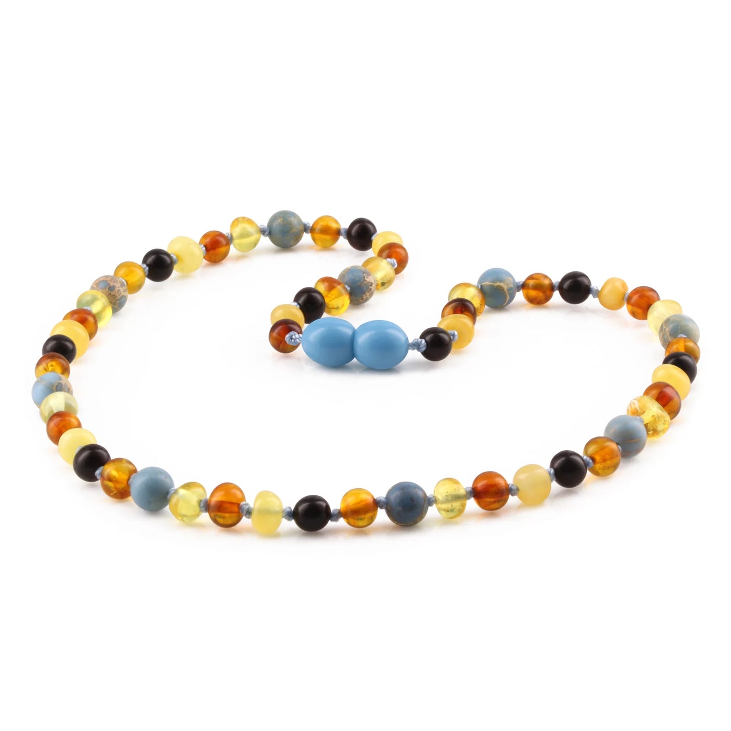 KALUNG AMBER DENGAN SKY BLUE IMPERIAL JASPER UNTUK JUNIOR. JN106