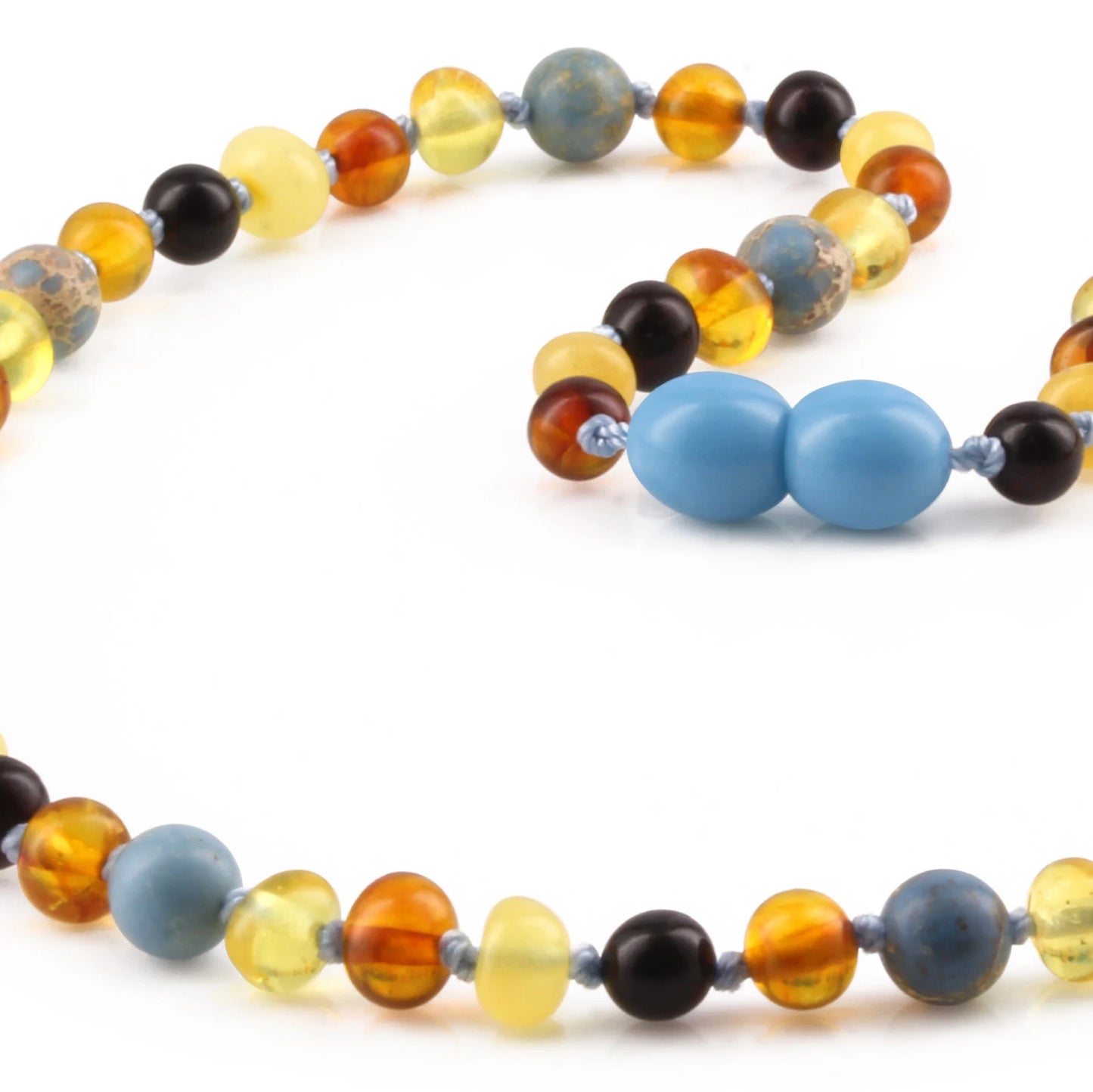 KALUNG AMBER DENGAN SKY BLUE IMPERIAL JASPER UNTUK JUNIOR. JN106