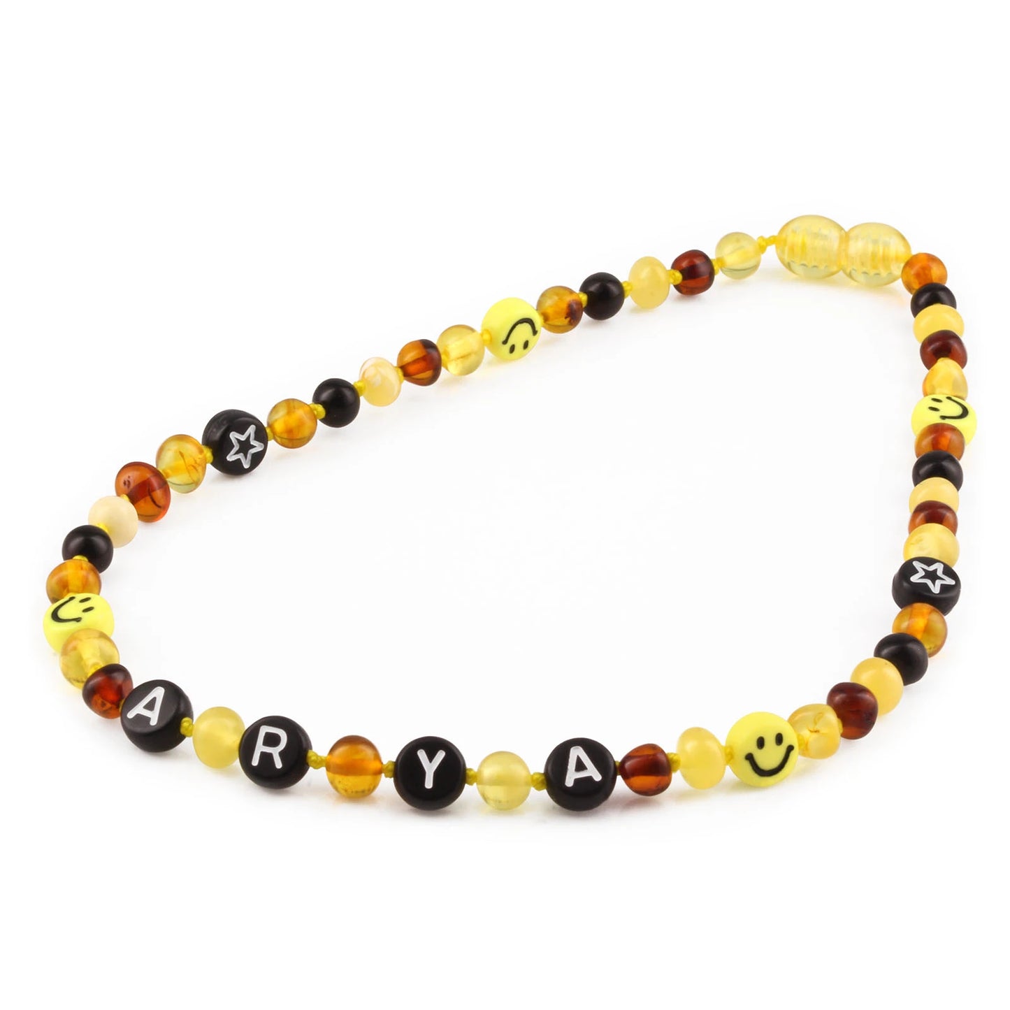 Kalung Amber CUSTOM NAMA untuk Bayi - Balita - Anak. Motif 1 - Motif 16