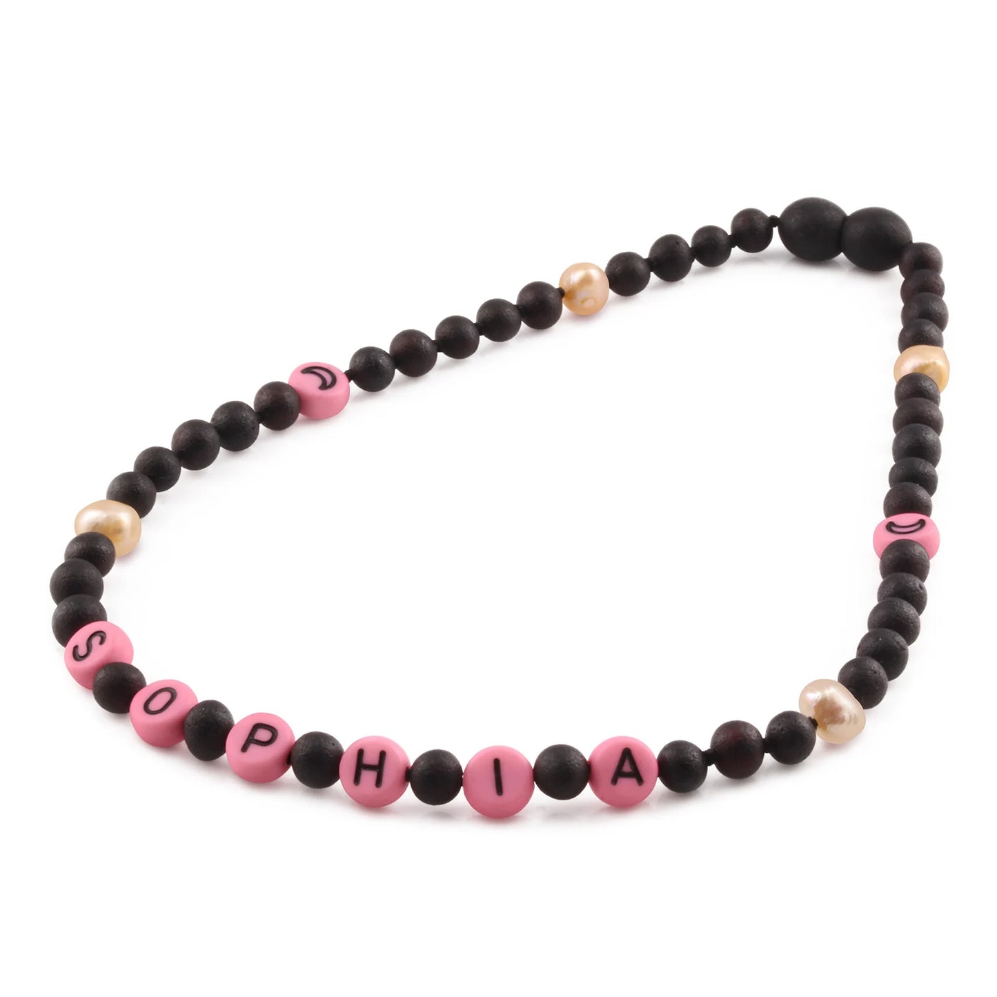 Kalung Amber CUSTOM NAMA untuk Bayi - Balita - Anak. Motif 17 - Motif 32
