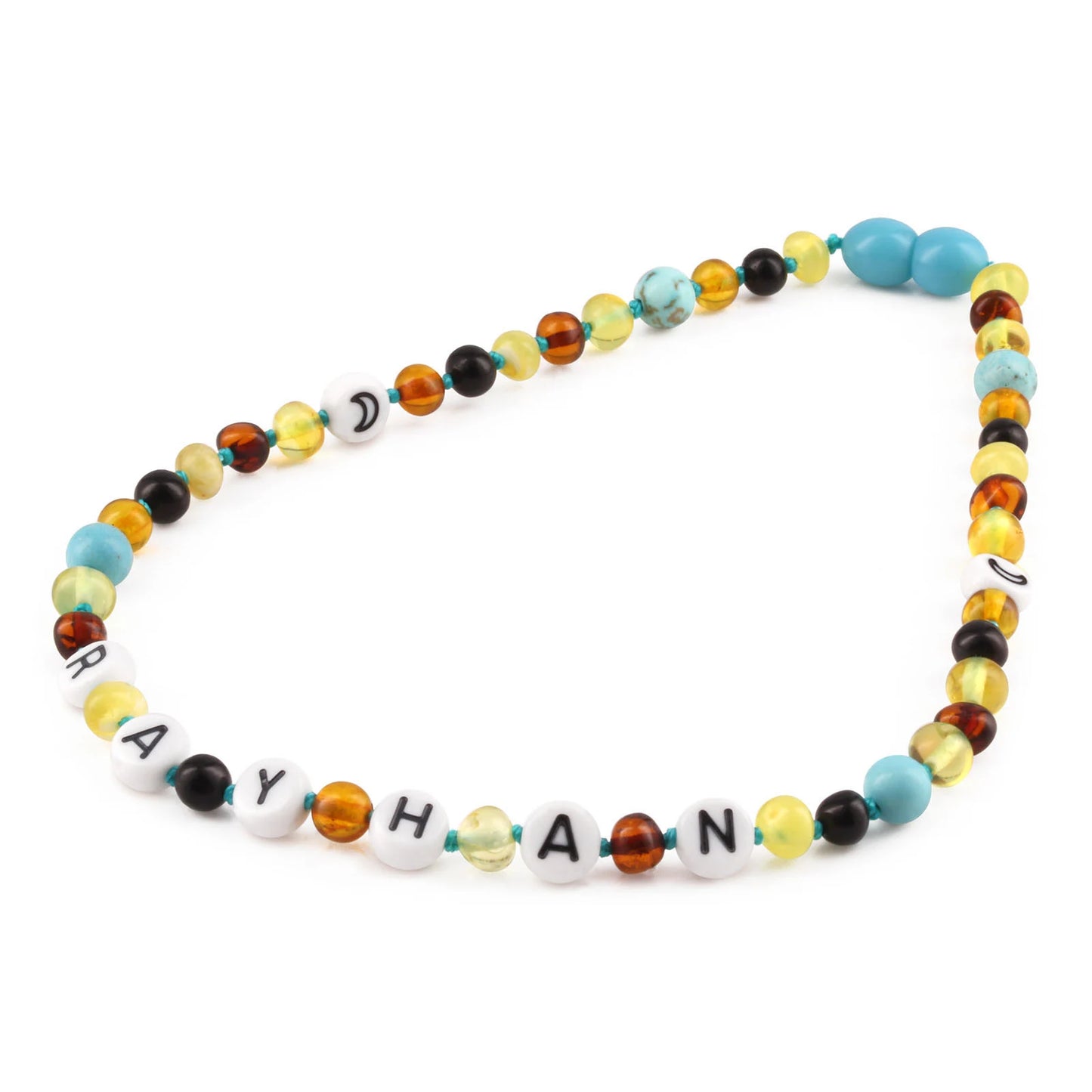 Kalung Amber CUSTOM NAMA untuk Bayi - Balita - Anak. Motif 33 - Motif 48