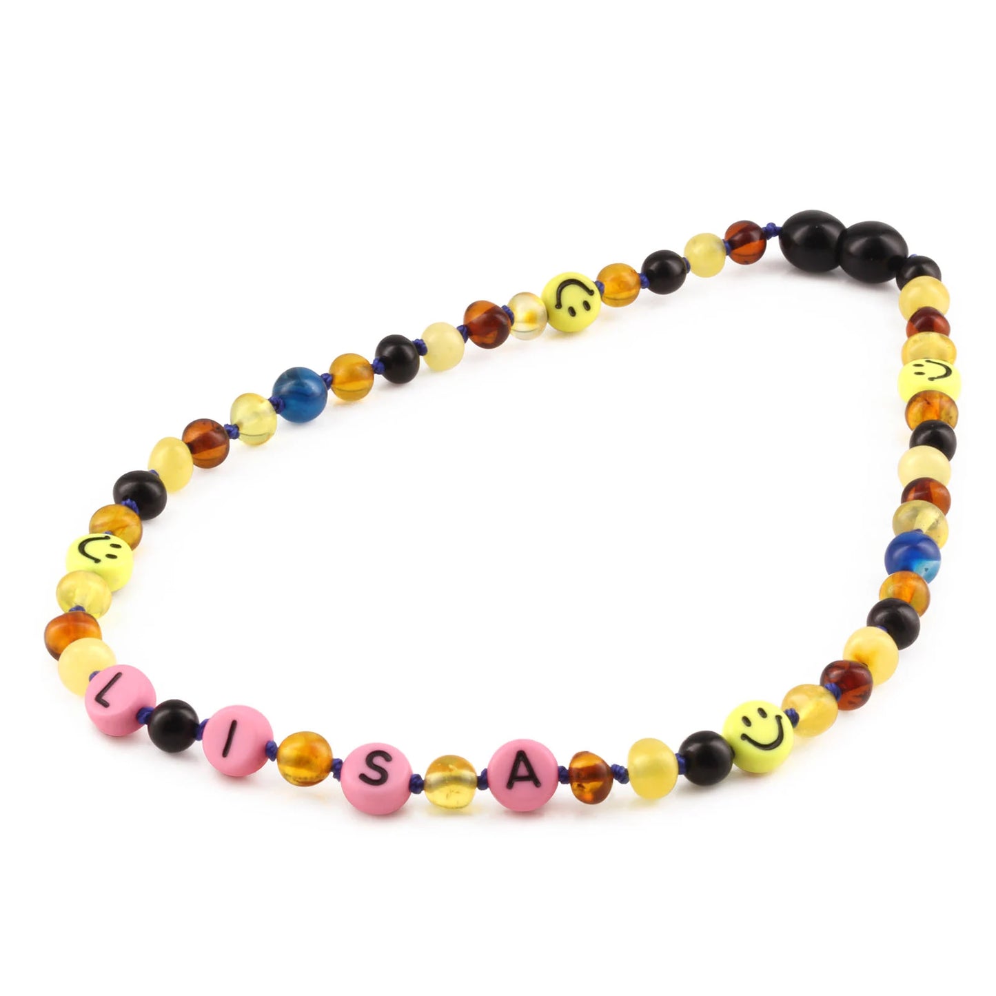 Kalung Amber CUSTOM NAMA untuk Bayi - Balita - Anak. Motif 33 - Motif 48