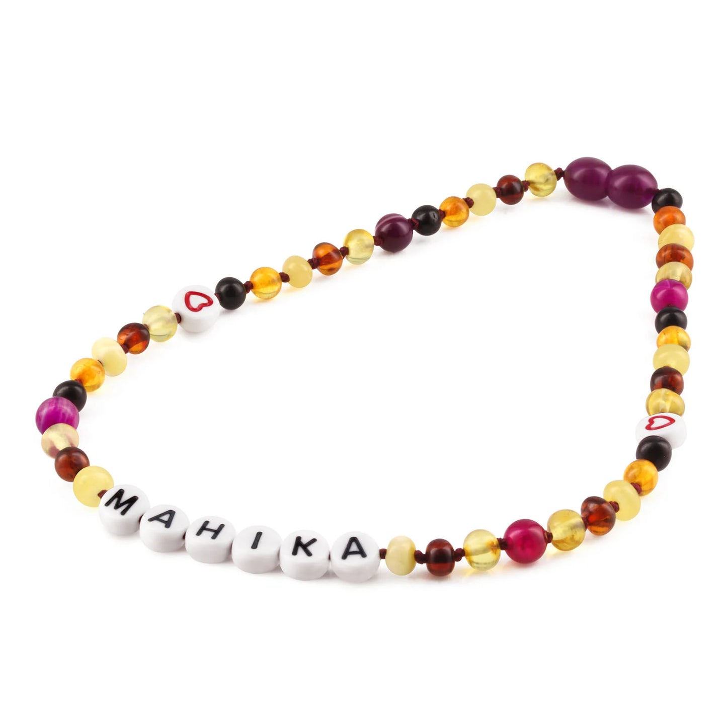 Kalung Amber CUSTOM NAMA untuk Bayi - Balita - Anak. Motif 33 - Motif 48