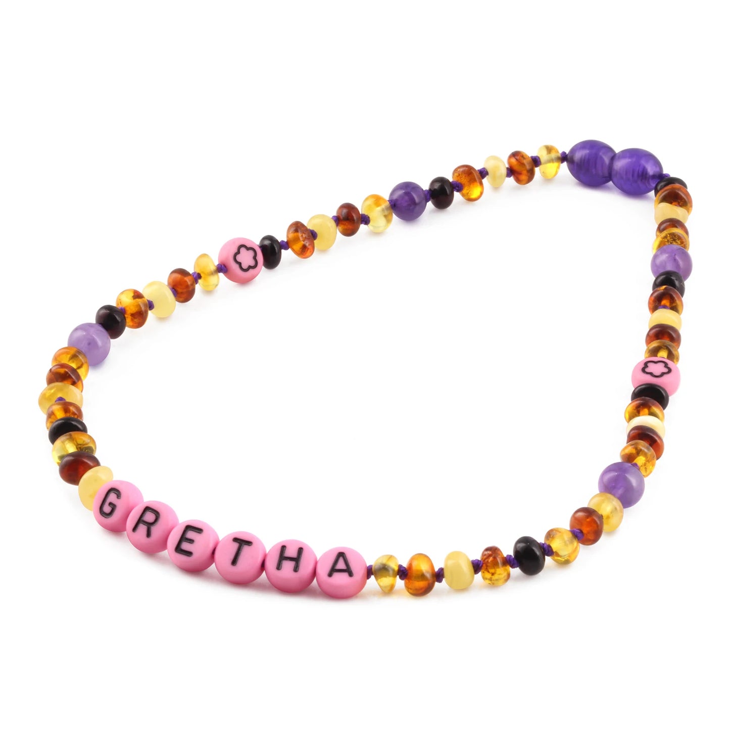 Kalung Amber CUSTOM NAMA untuk Bayi - Balita - Anak. Motif 38-R - Motif 46-R