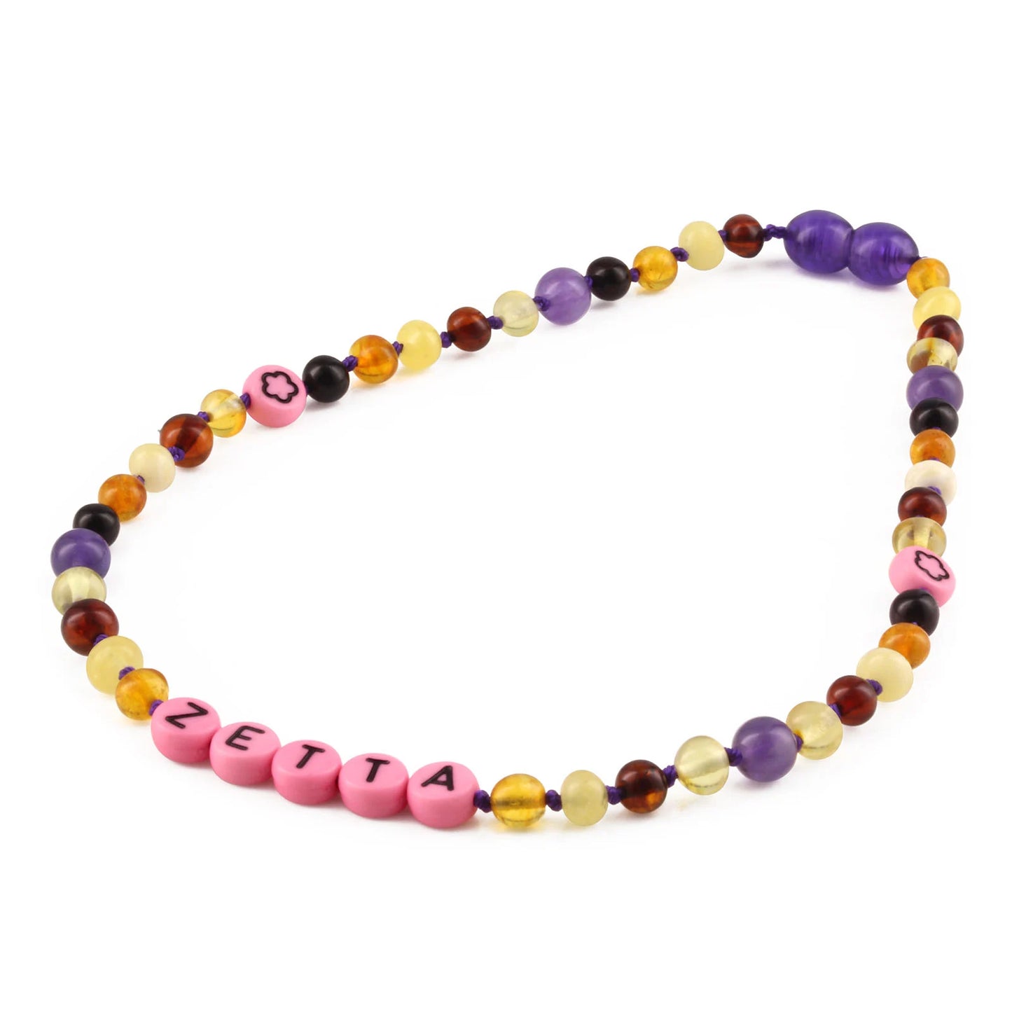 Kalung Amber CUSTOM NAMA untuk Bayi - Balita - Anak. Motif 33 - Motif 48