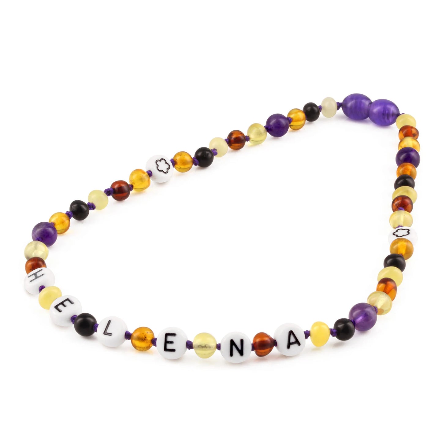 Kalung Amber CUSTOM NAMA untuk Bayi - Balita - Anak. Motif 33 - Motif 48