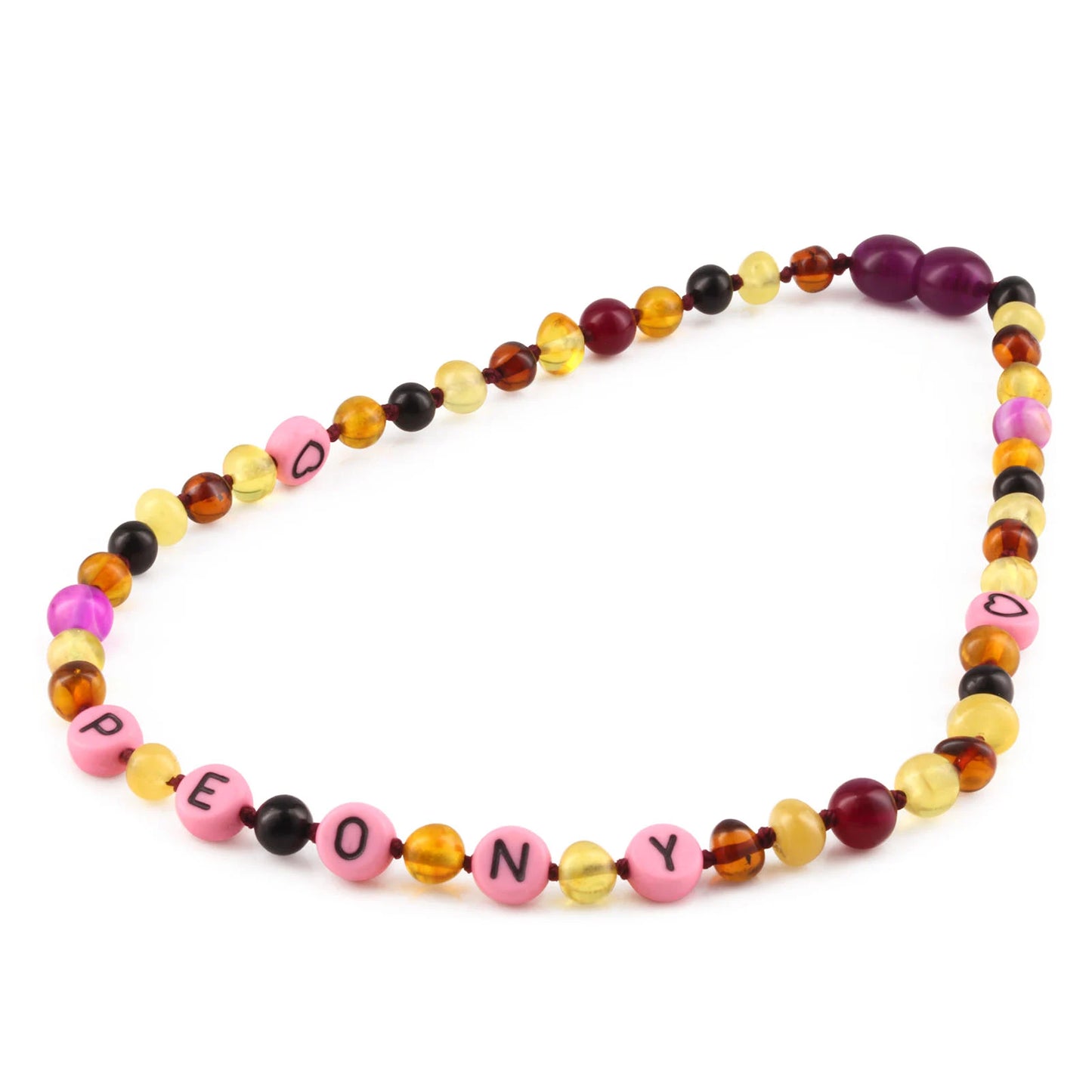 Kalung Amber CUSTOM NAMA untuk Bayi - Balita - Anak. Motif 33 - Motif 48