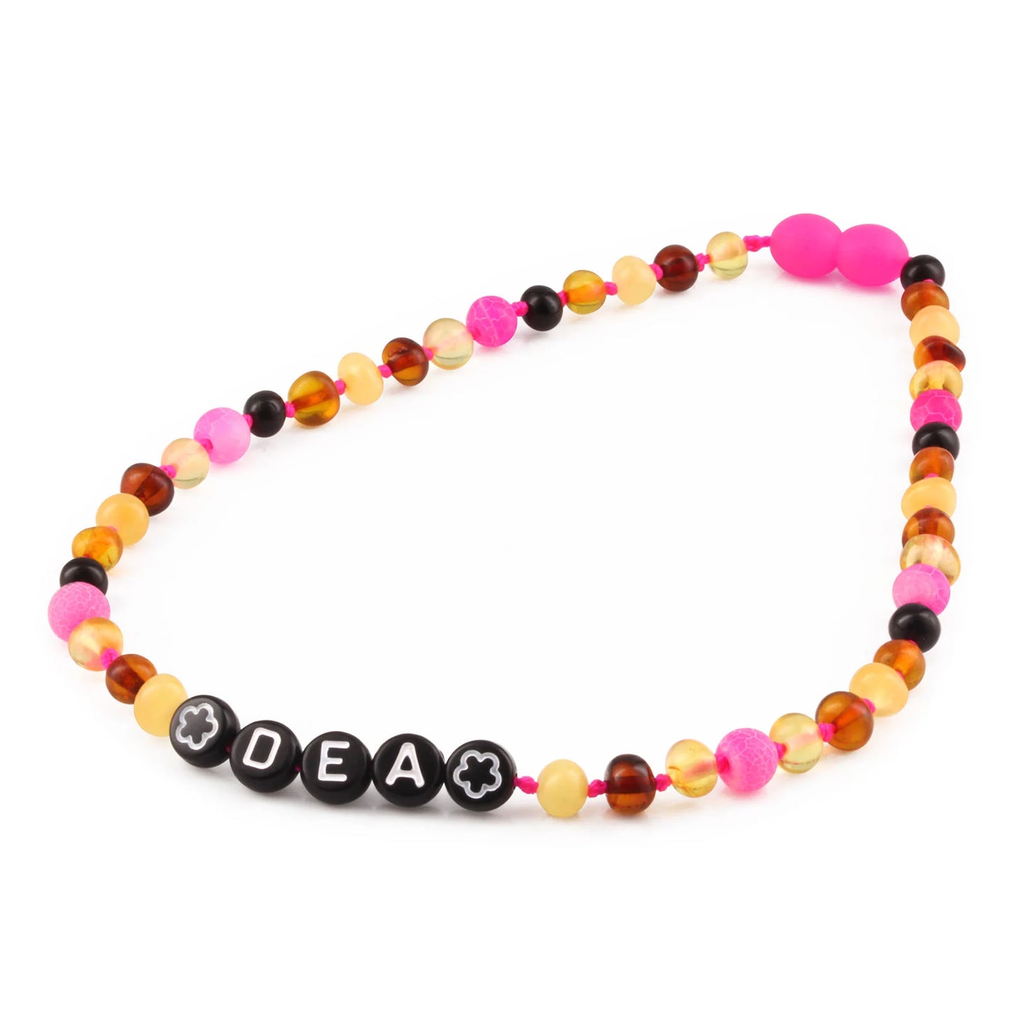 Kalung Amber CUSTOM NAMA untuk Bayi - Balita - Anak. Motif 33 - Motif 48