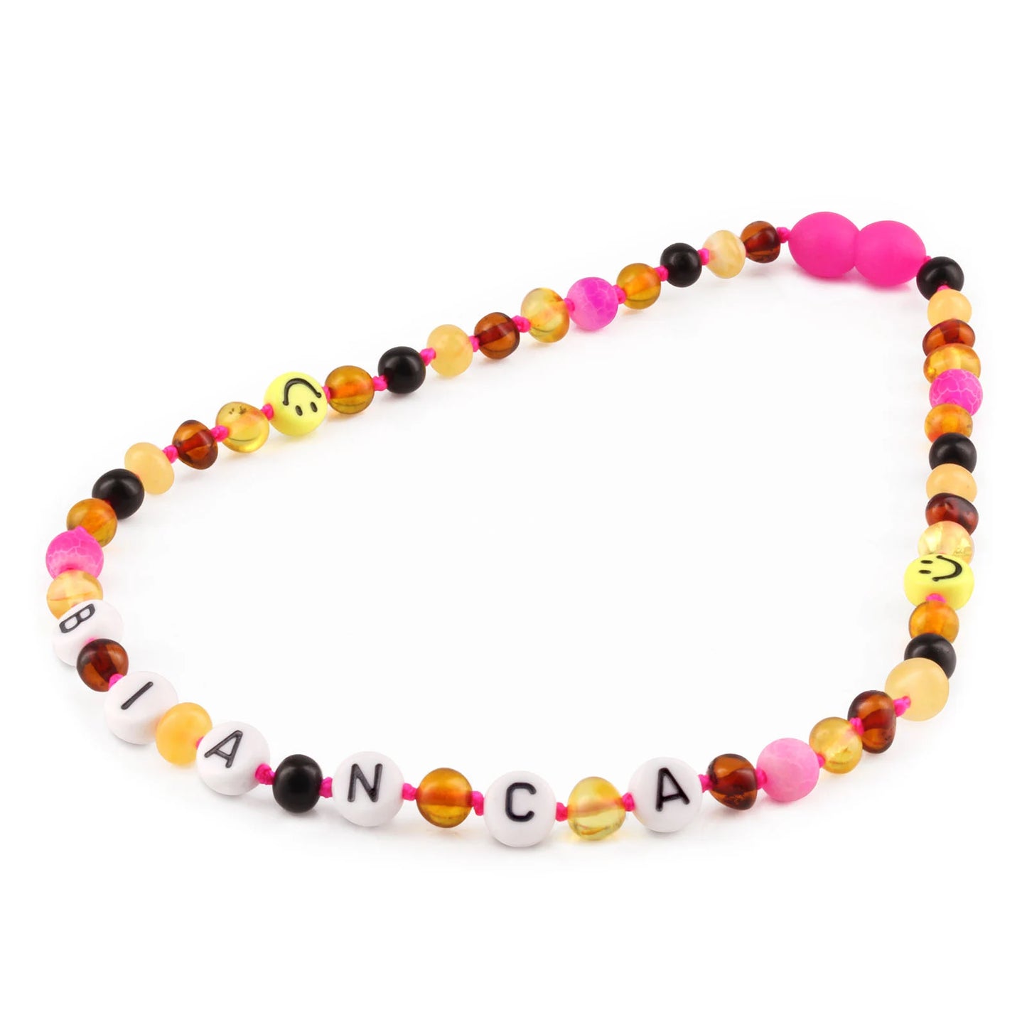 Kalung Amber CUSTOM NAMA untuk Bayi - Balita - Anak. Motif 33 - Motif 48