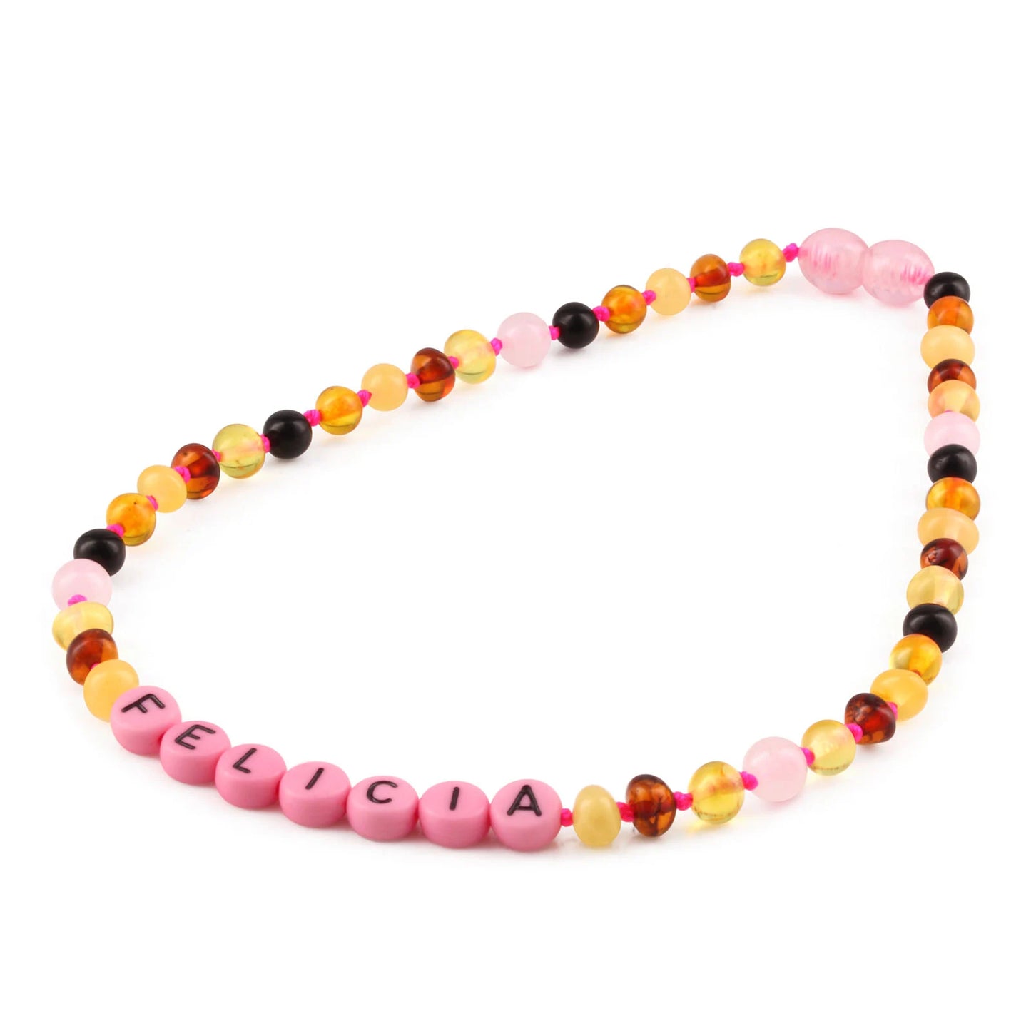 Kalung Amber CUSTOM NAMA untuk Bayi - Balita - Anak. Motif 33 - Motif 48