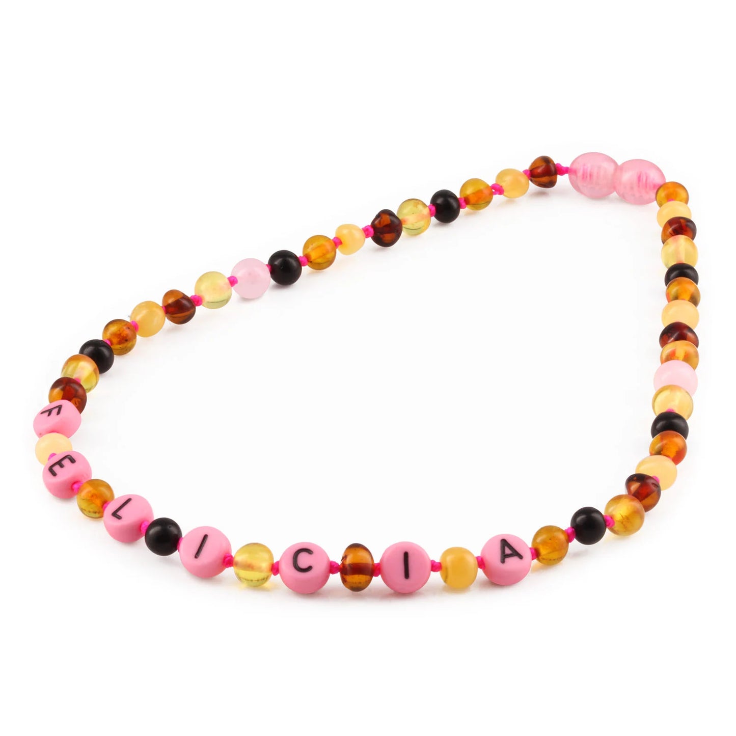 Kalung Amber CUSTOM NAMA untuk Bayi - Balita - Anak. Motif 33 - Motif 48