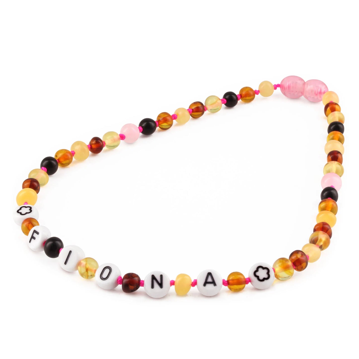 Kalung Amber CUSTOM NAMA untuk Bayi - Balita - Anak. Motif 33 - Motif 48