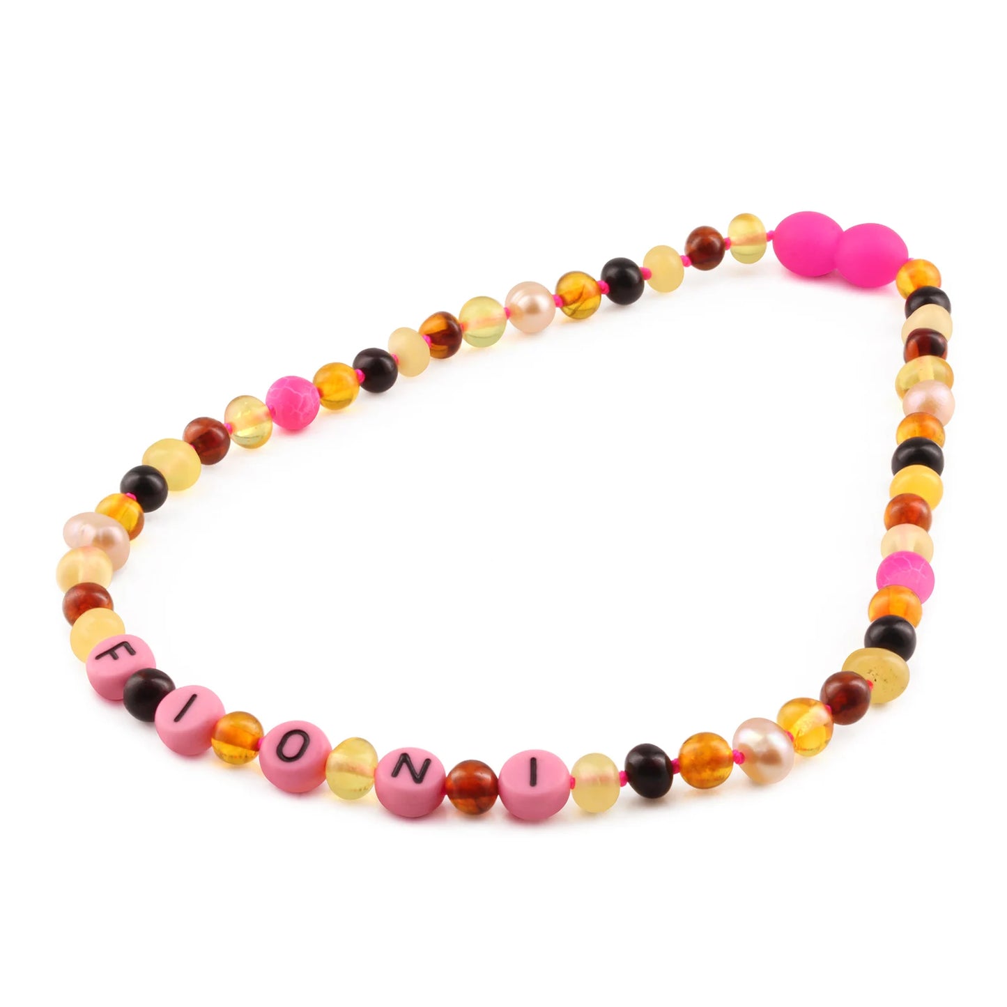 Kalung Amber CUSTOM NAMA untuk Bayi - Balita - Anak. Motif 33 - Motif 48