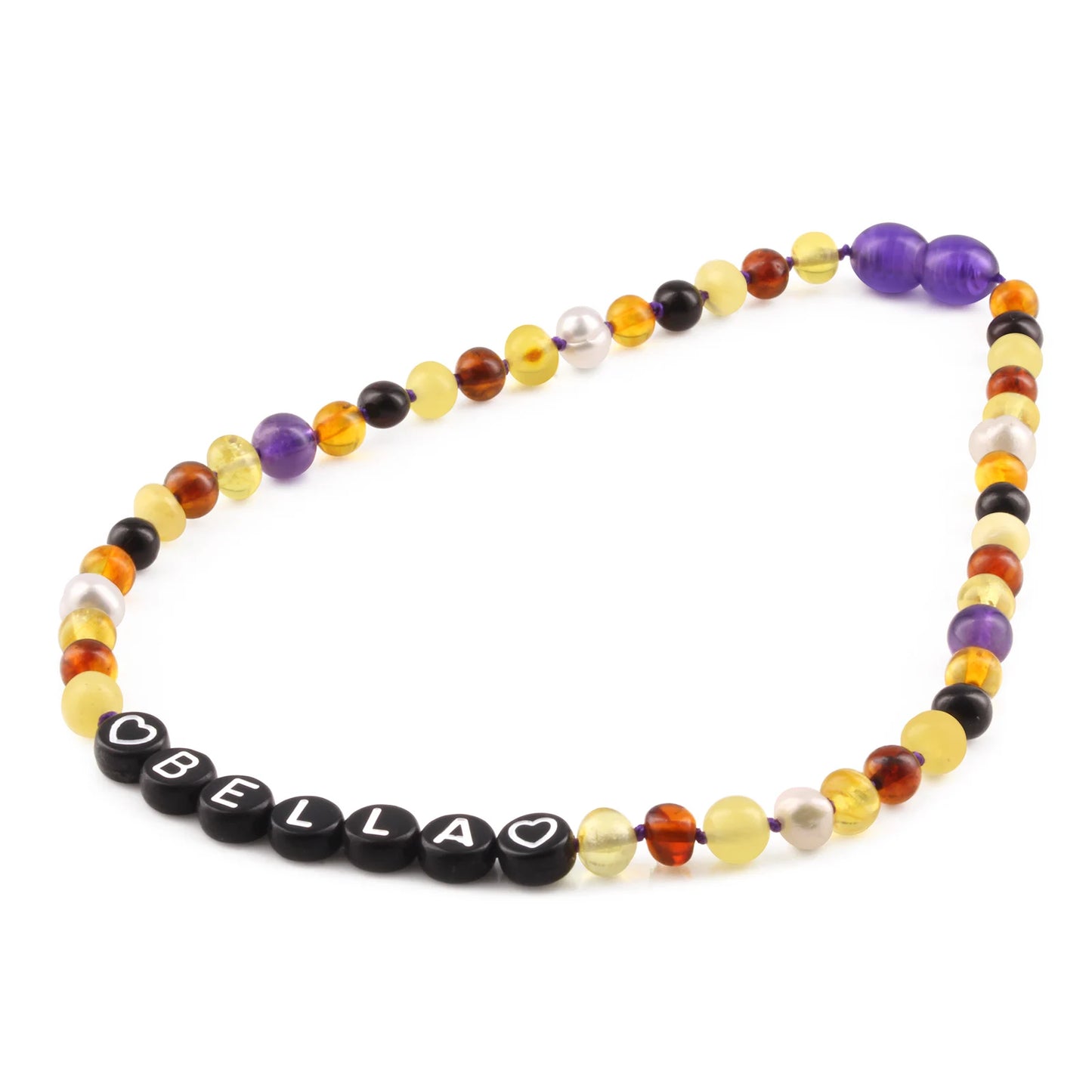 Kalung Amber CUSTOM NAMA untuk Bayi - Balita - Anak. Motif 33 - Motif 48