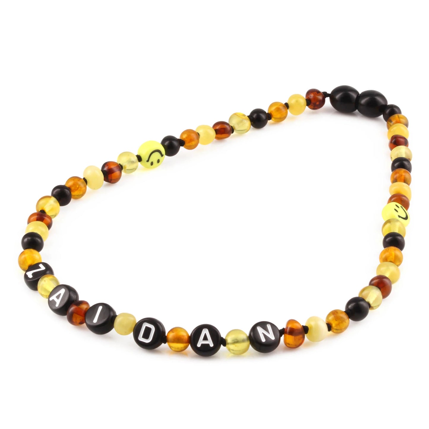 Kalung Amber CUSTOM NAMA untuk Bayi - Balita - Anak. Motif 1 - Motif 16