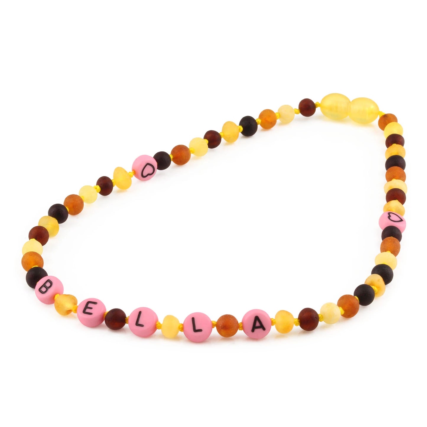 Kalung Amber CUSTOM NAMA untuk Bayi - Balita - Anak. Motif 1 - Motif 16