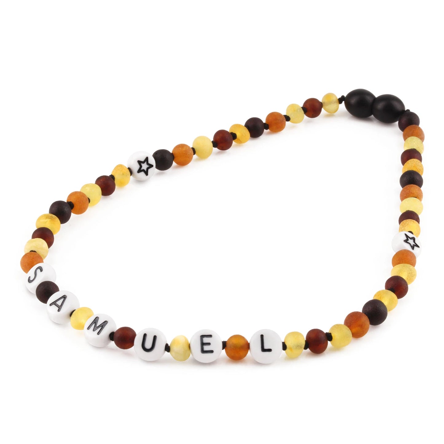 Kalung Amber CUSTOM NAMA untuk Bayi - Balita - Anak. Motif 1 - Motif 16