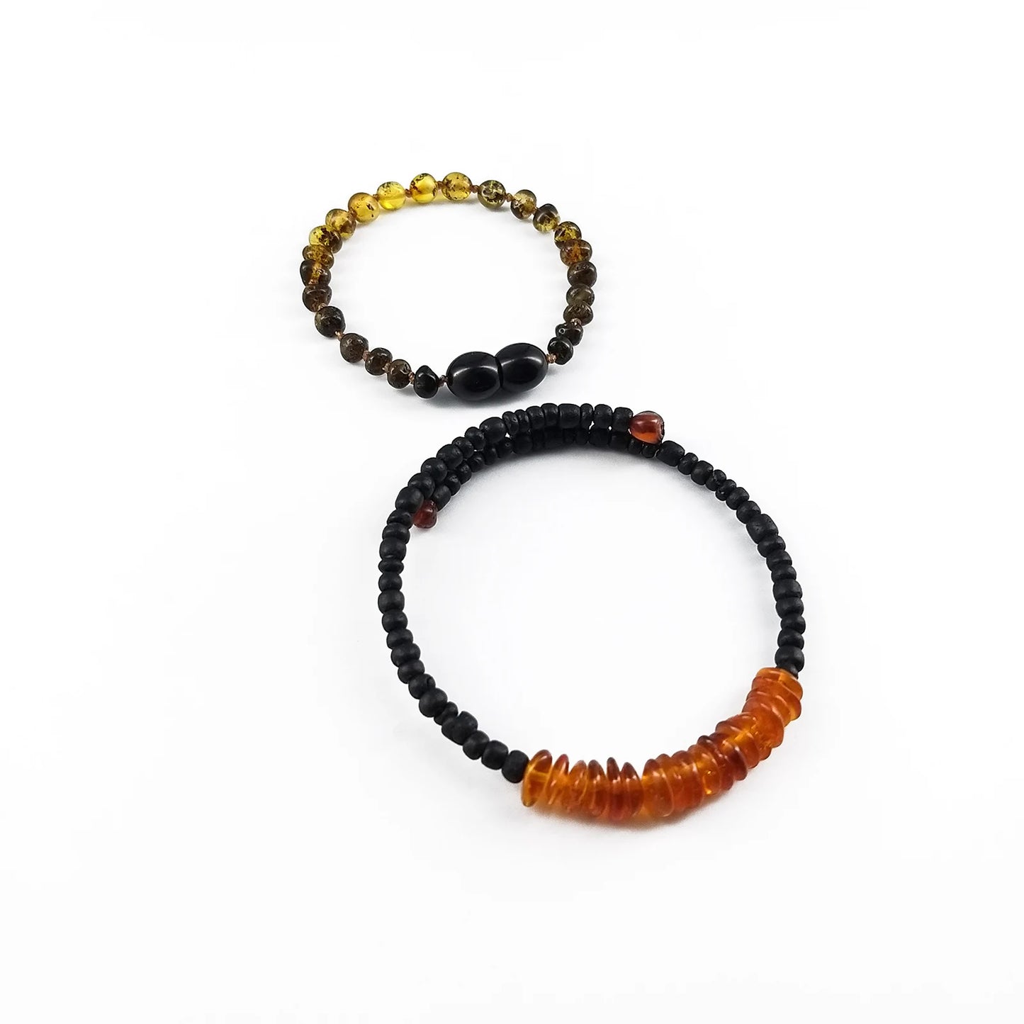 GELANG AMBER BAYI RAINBOW GREEN GLOSSY 14CM. 4X4MM