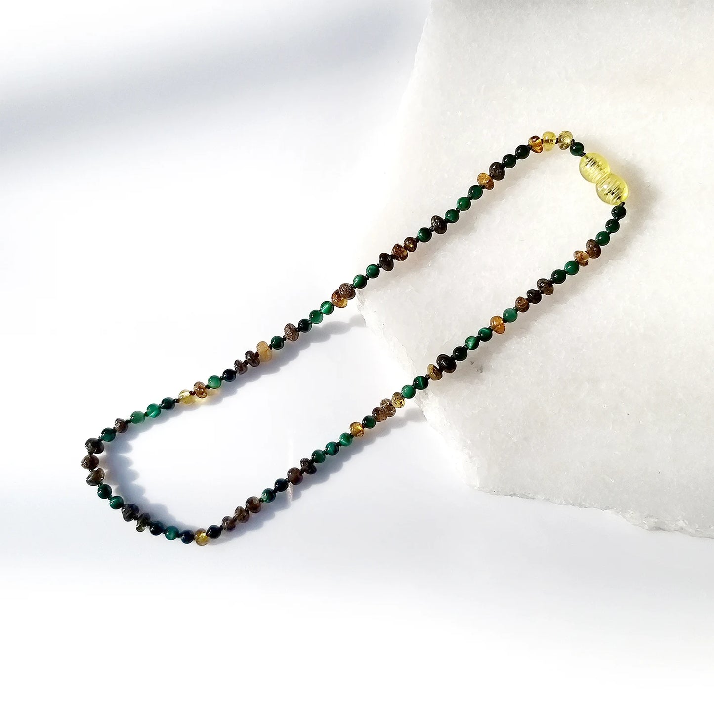 KALUNG AMBER DENGAN GREEN TIGER EYE UNTUK JUNIOR. JN103 V2