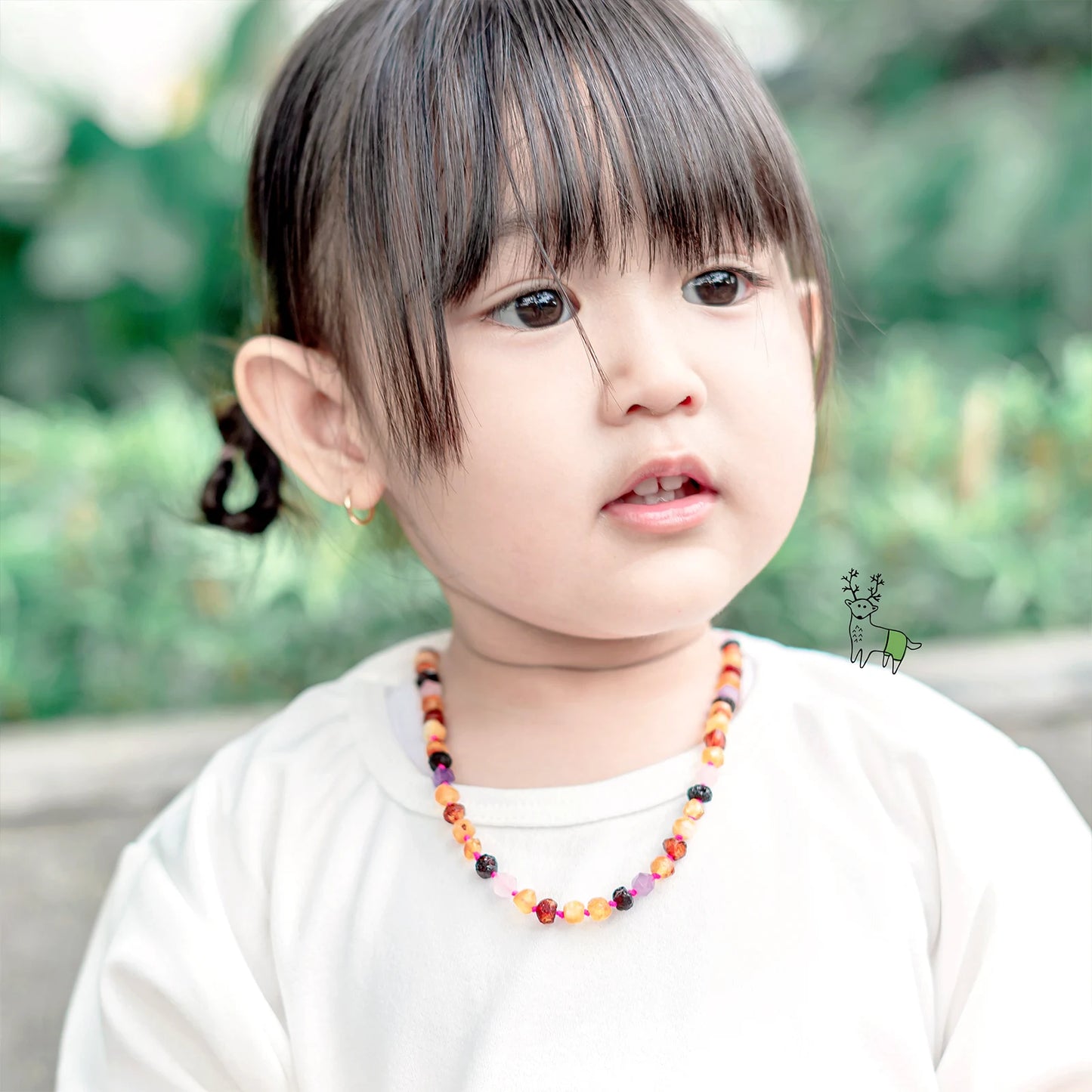 KALUNG AMBER DENGAN AMETHYST & ROSE QUARTZ UNTUK JUNIOR. JN109