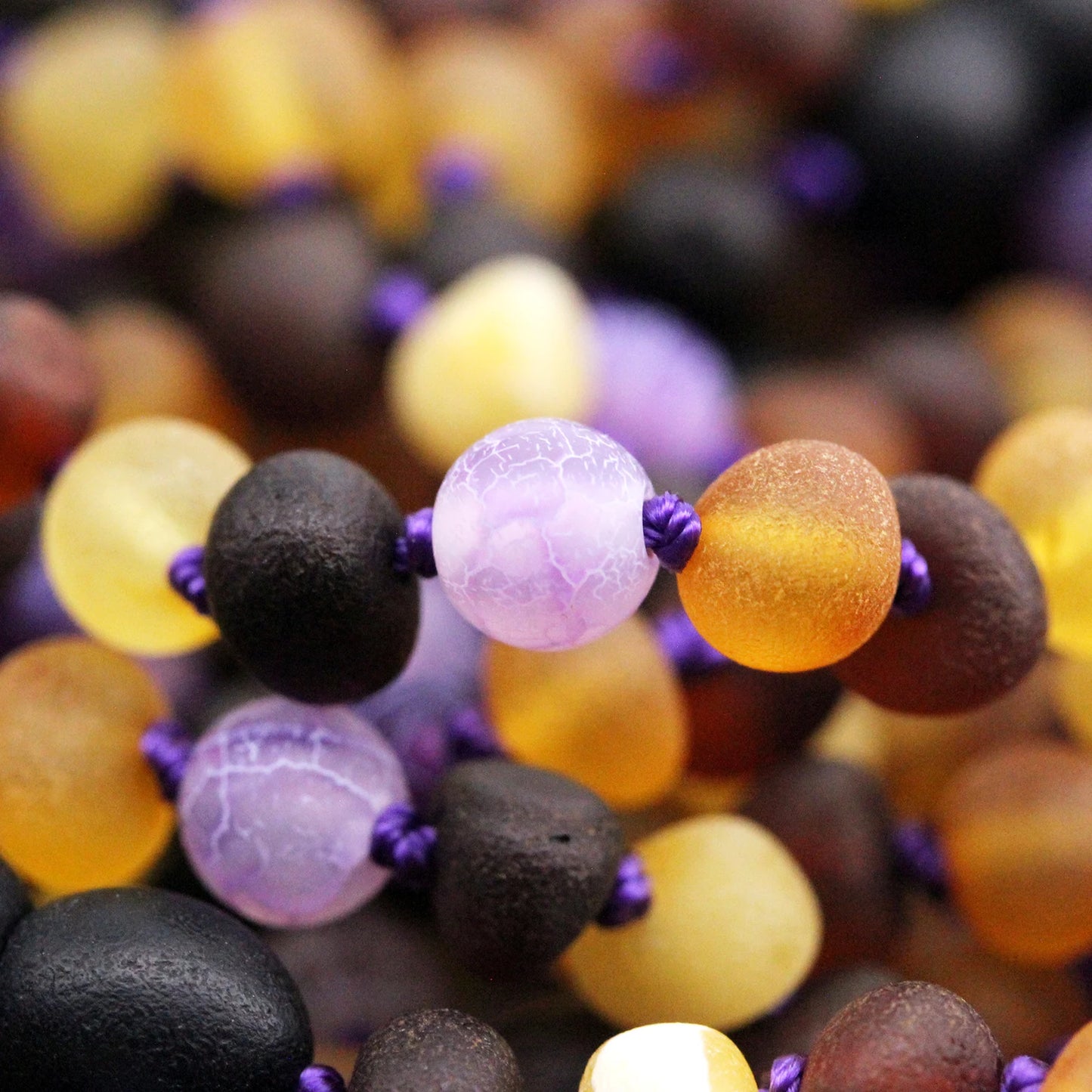 KALUNG AMBER DENGAN PURPLE FROST AGATE UNTUK JUNIOR. JN72