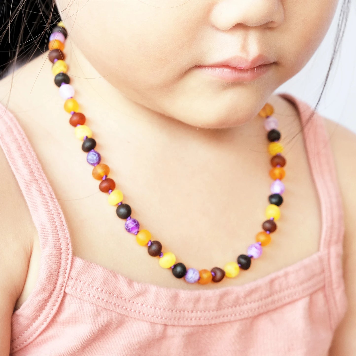 KALUNG AMBER DENGAN PURPLE FROST AGATE UNTUK JUNIOR. JN72