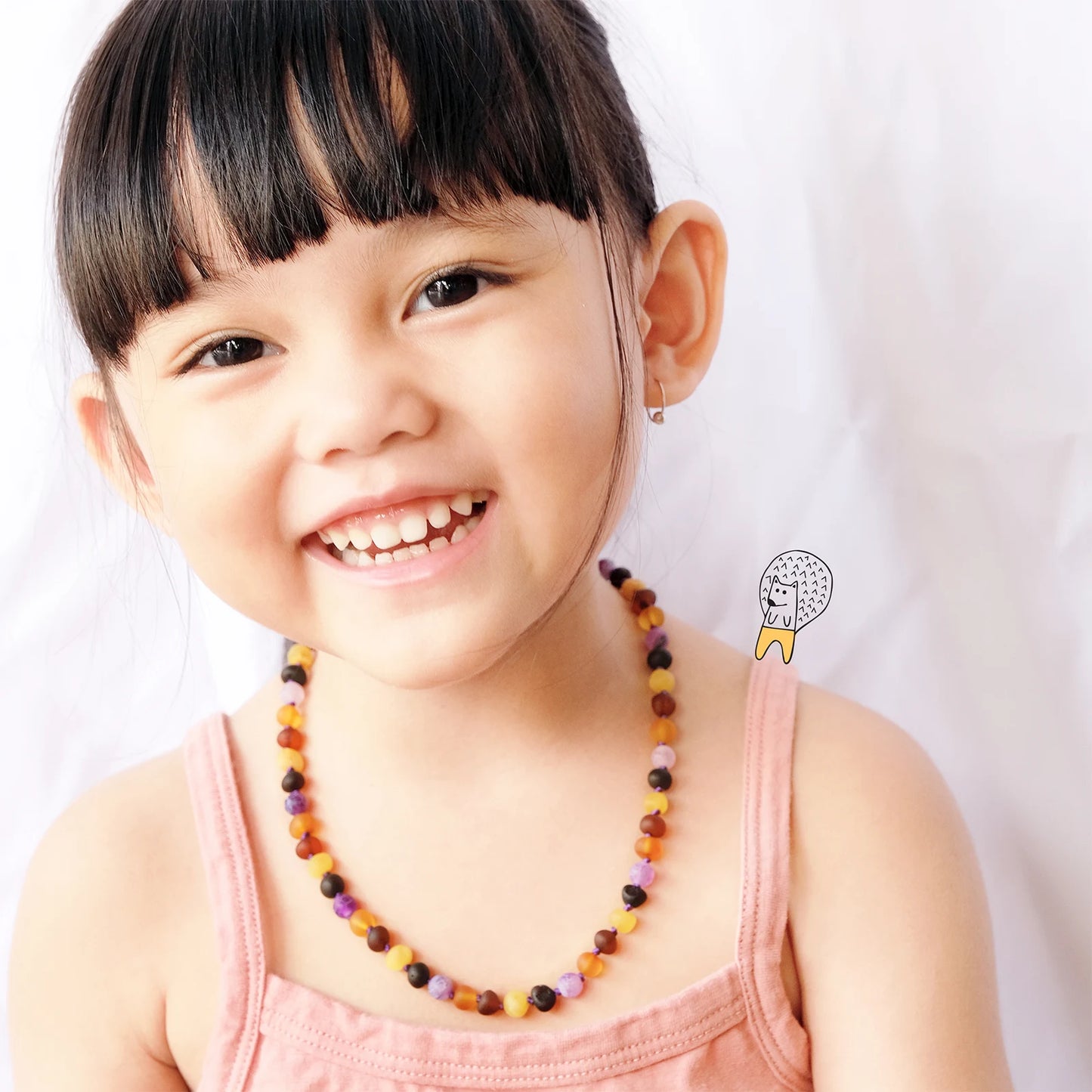 KALUNG AMBER DENGAN PURPLE FROST AGATE UNTUK JUNIOR. JN72