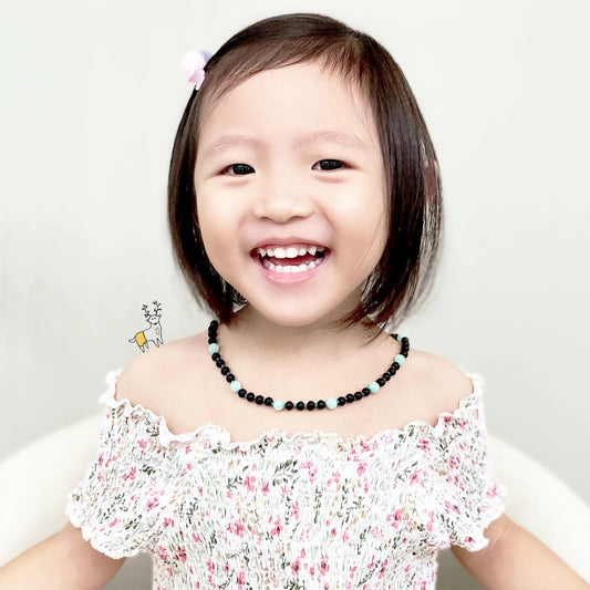 KALUNG AMBER DENGAN SKY BLUE JADE UNTUK JUNIOR. JN85