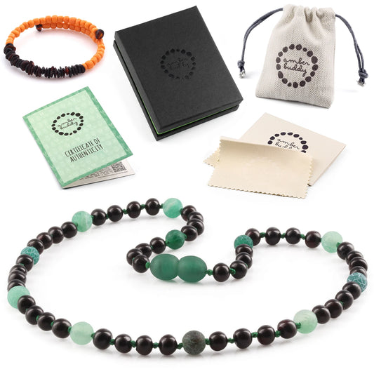 KALUNG AMBER DENGAN GREEN FROST AGATE UNTUK JUNIOR. JN89