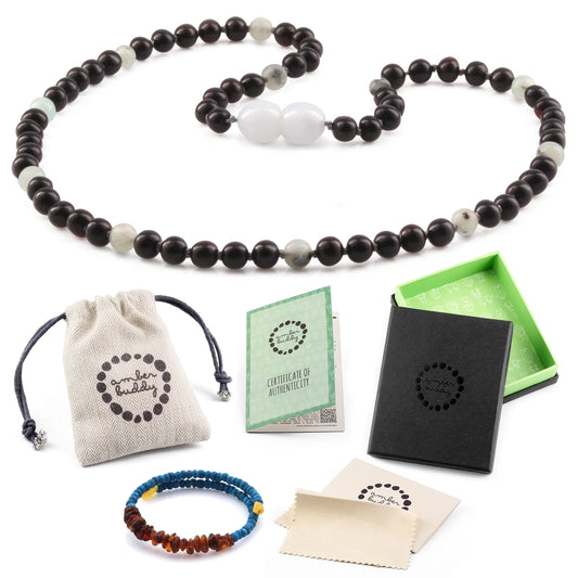 KALUNG AMBER DENGAN KIWI JASPER UNTUK JUNIOR. JN90-S