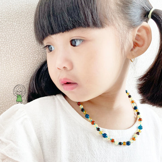 KALUNG AMBER DENGAN BLUE TIGER EYE UNTUK JUNIOR. JN93