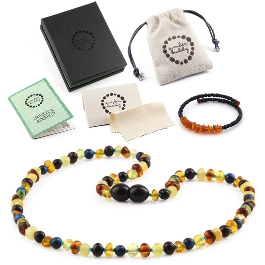 KALUNG AMBER DENGAN BLUE TIGER EYE UNTUK JUNIOR. JN93-S