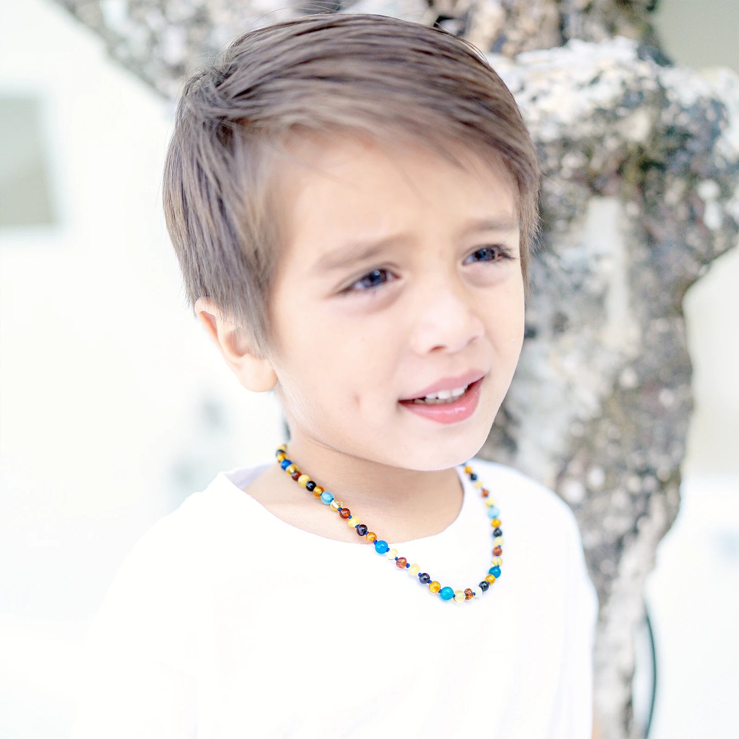 KALUNG AMBER DENGAN BLUE LACE AGATE UNTUK JUNIOR. JN94