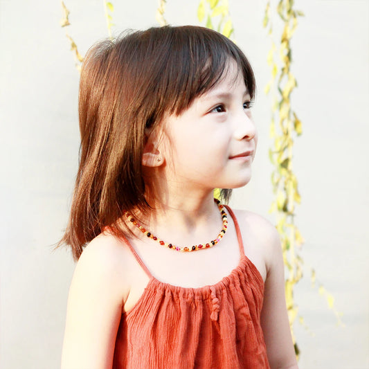 KALUNG AMBER JUNIOR DENGAN PINK LACE AGATE. JN97-S