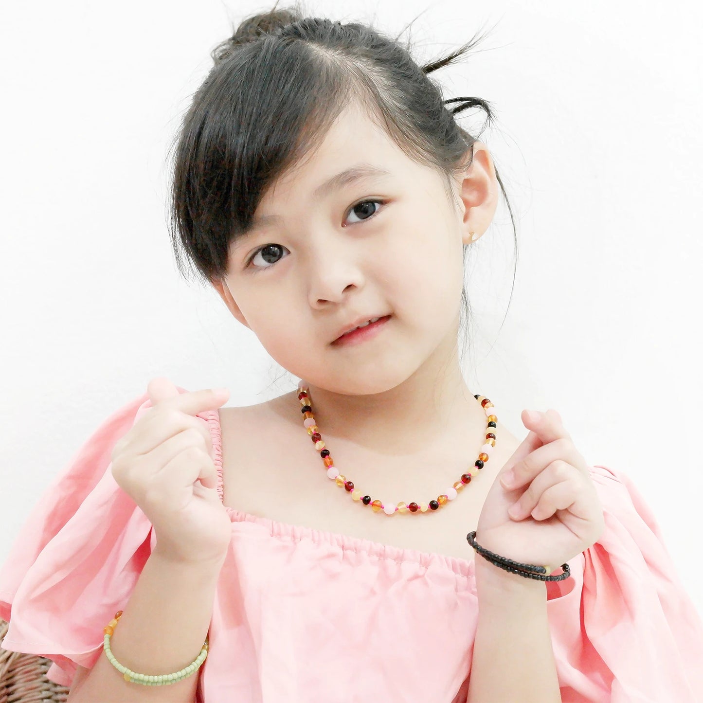 KALUNG AMBER JUNIOR DENGAN ROSE QUARTZ MATTE. JN99