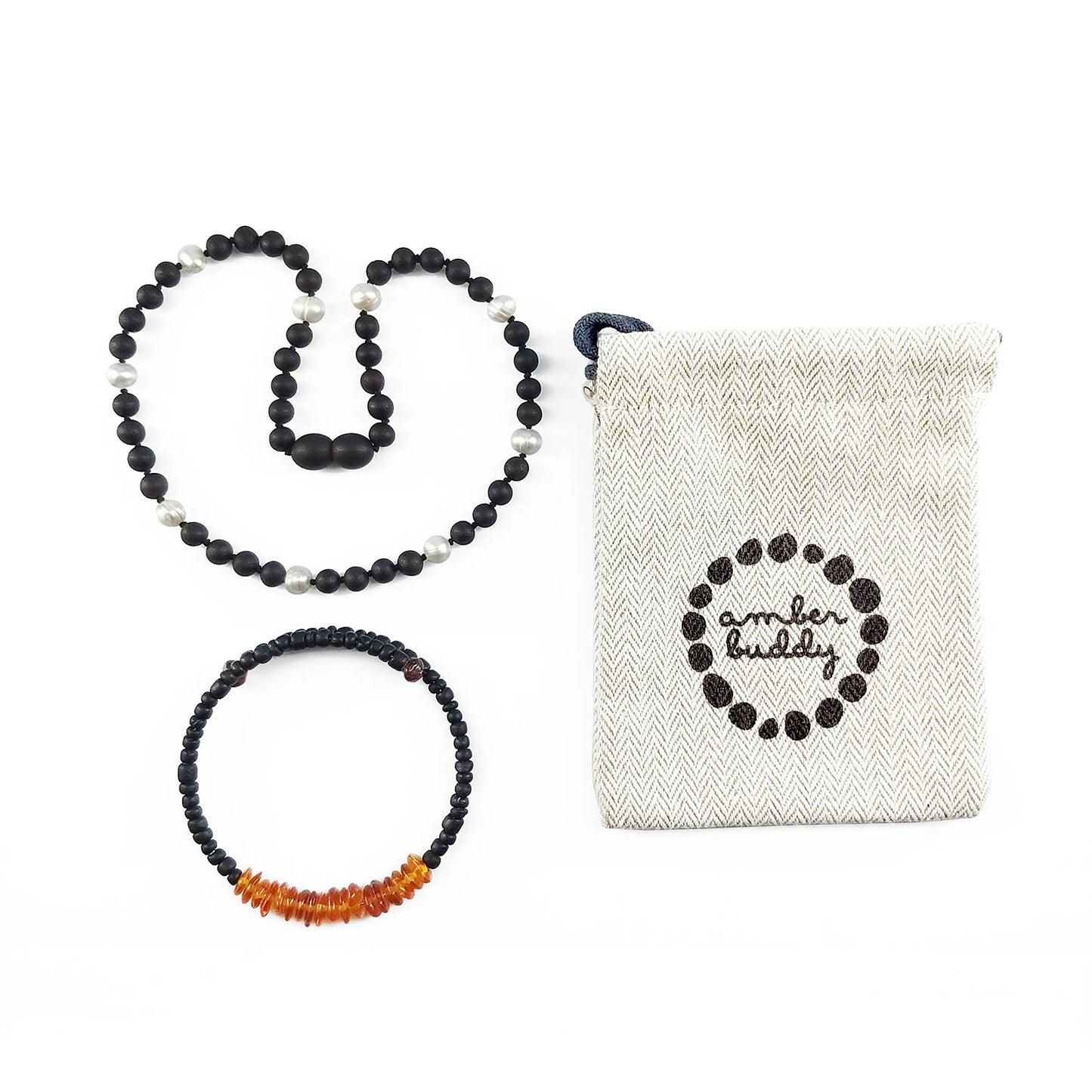 KALUNG BAYI AMBER DENGAN WHITE PEARL. LE482-B