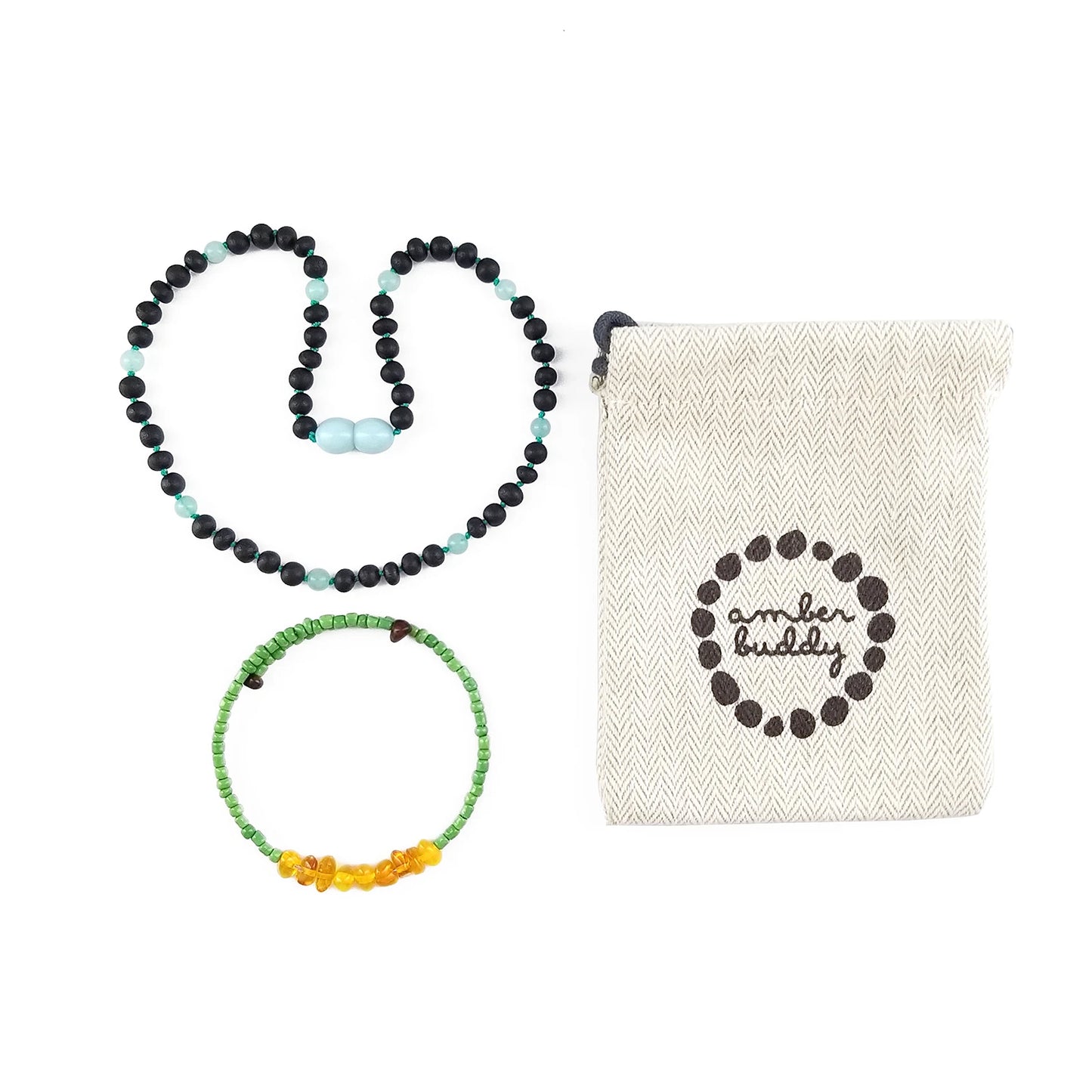 KALUNG BAYI AMBER DENGAN SKY BLUE JADE. LE547-S