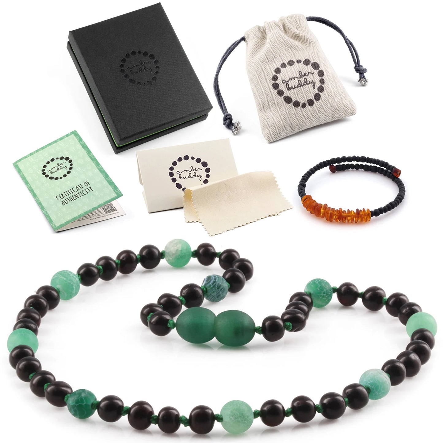 KALUNG BAYI AMBER DENGAN GREEN FROST AGATE. LE550