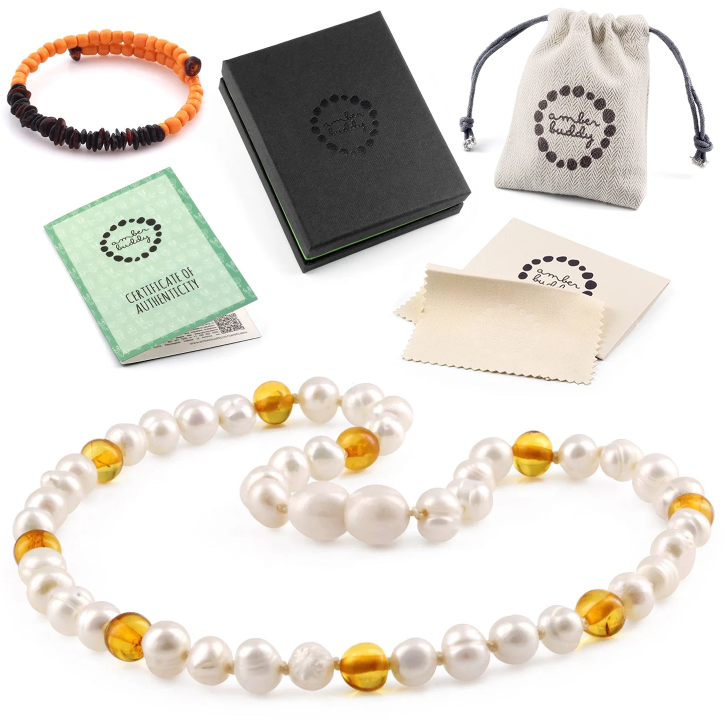 KALUNG BAYI MUTIARA DENGAN BALTIC AMBER. P2