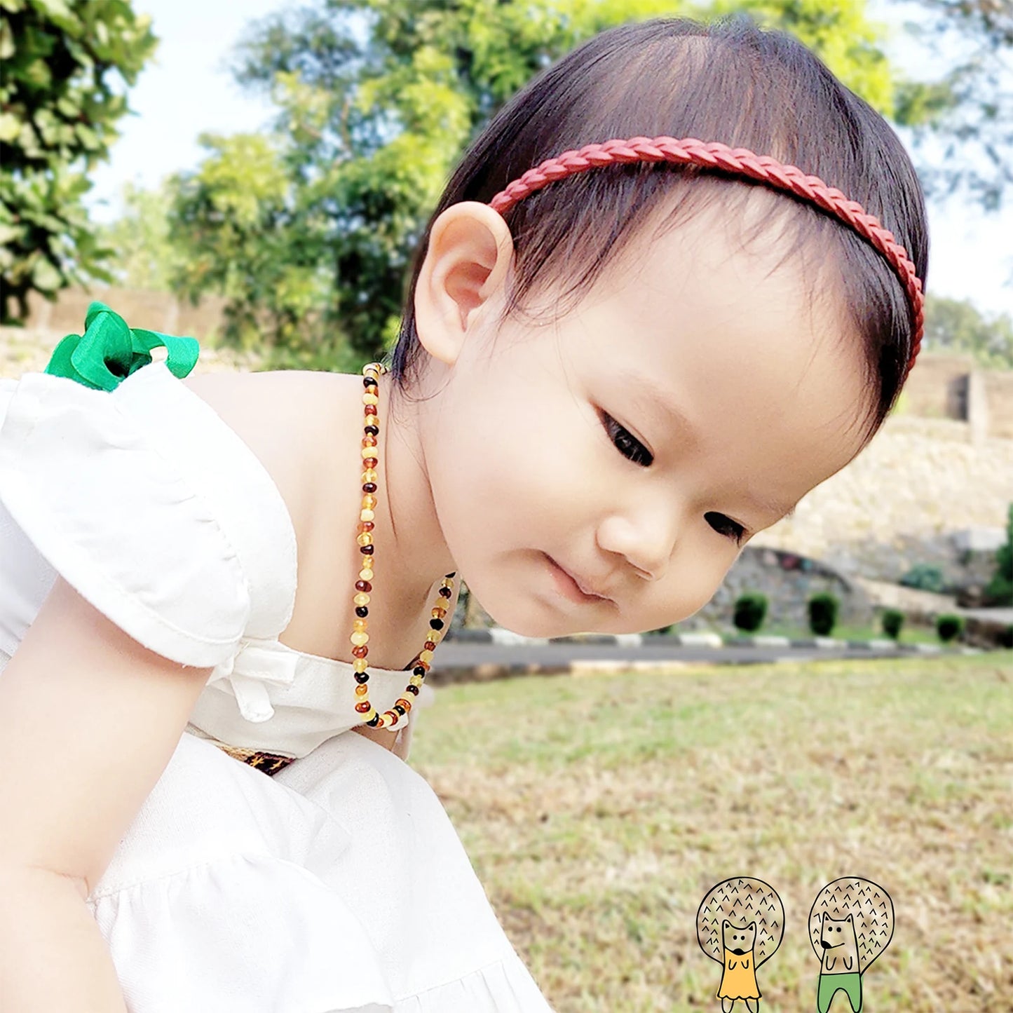 KALUNG AMBER BAYI MULTICOLOUR GLOSSY 32CM. 4X3MM