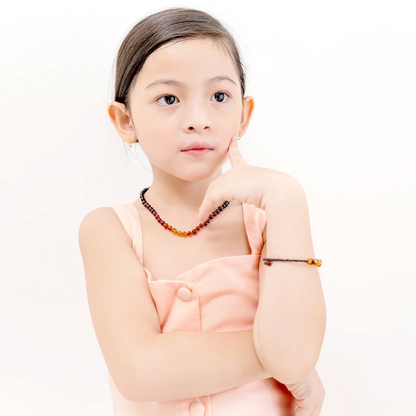 KALUNG AMBER JUNIOR RAINBOW BROWN GLOSSY 38CM. 5X5MM