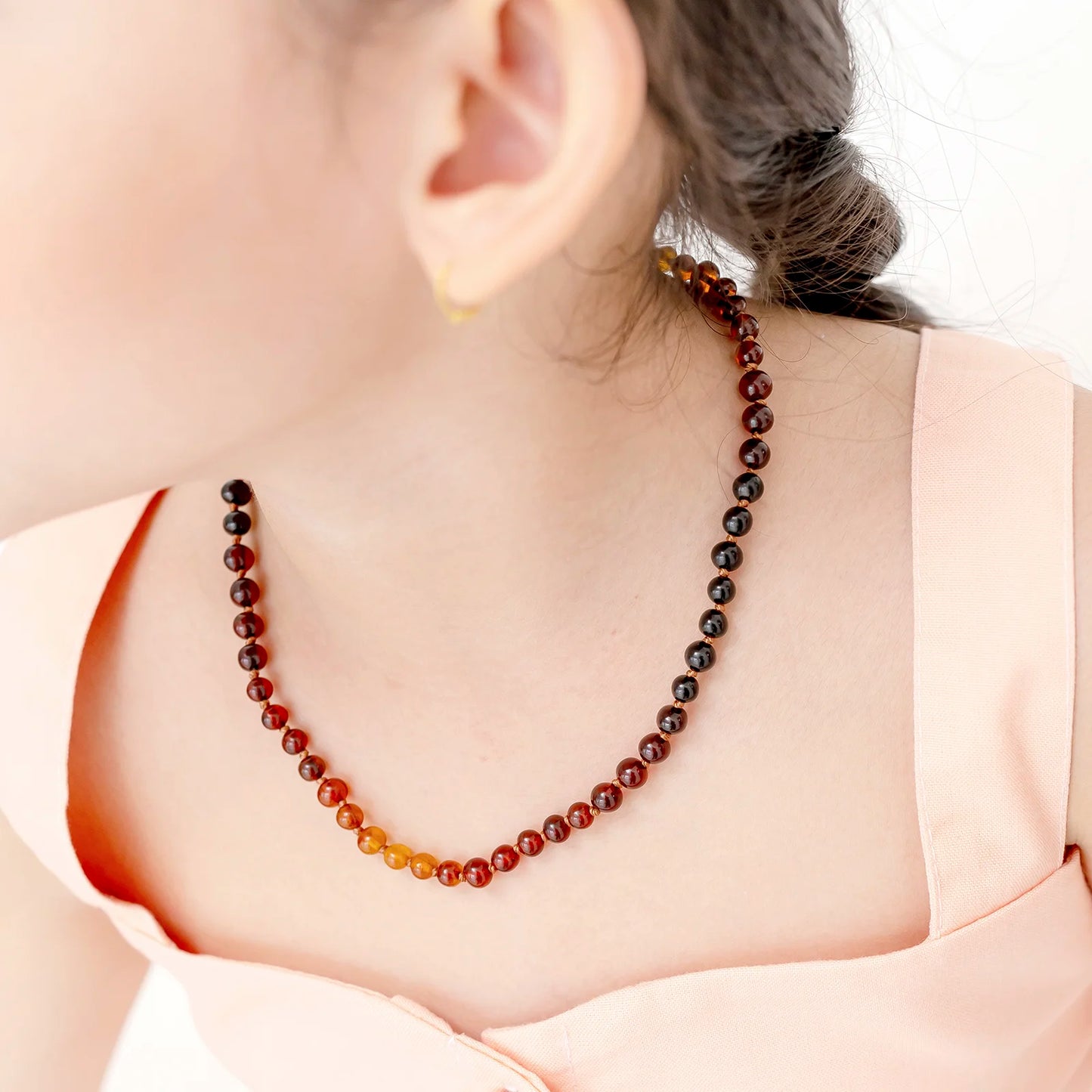 KALUNG AMBER JUNIOR RAINBOW BROWN GLOSSY 38CM. 5X5MM