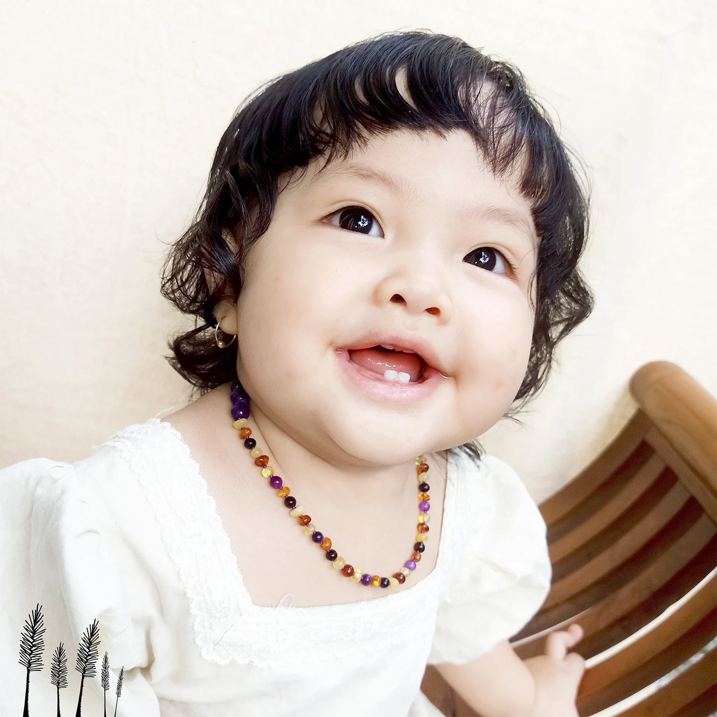 KALUNG BAYI AMBER DENGAN PURPLE TIGER EYE. LE554-S