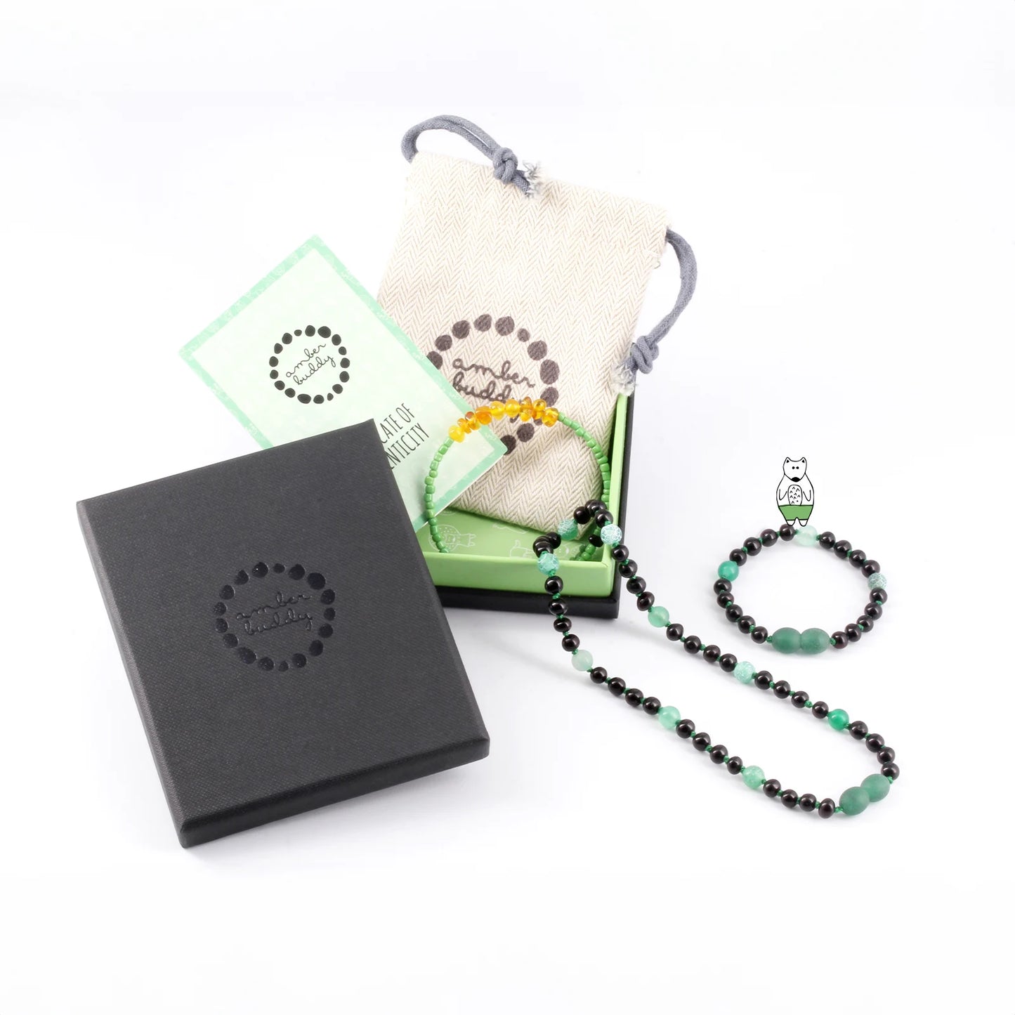 SET BAYI AMBER DENGAN GREEN FROST AGATE. LE550